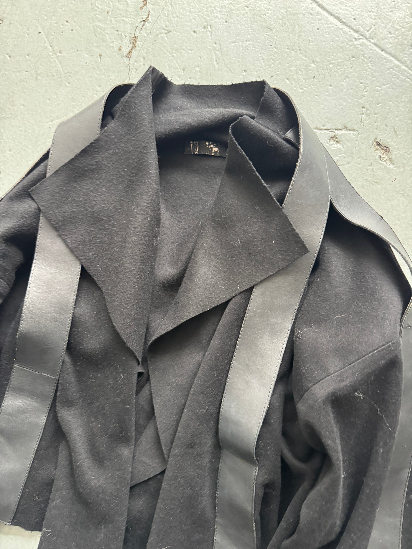 vintage italian brand leather strap felt jacket