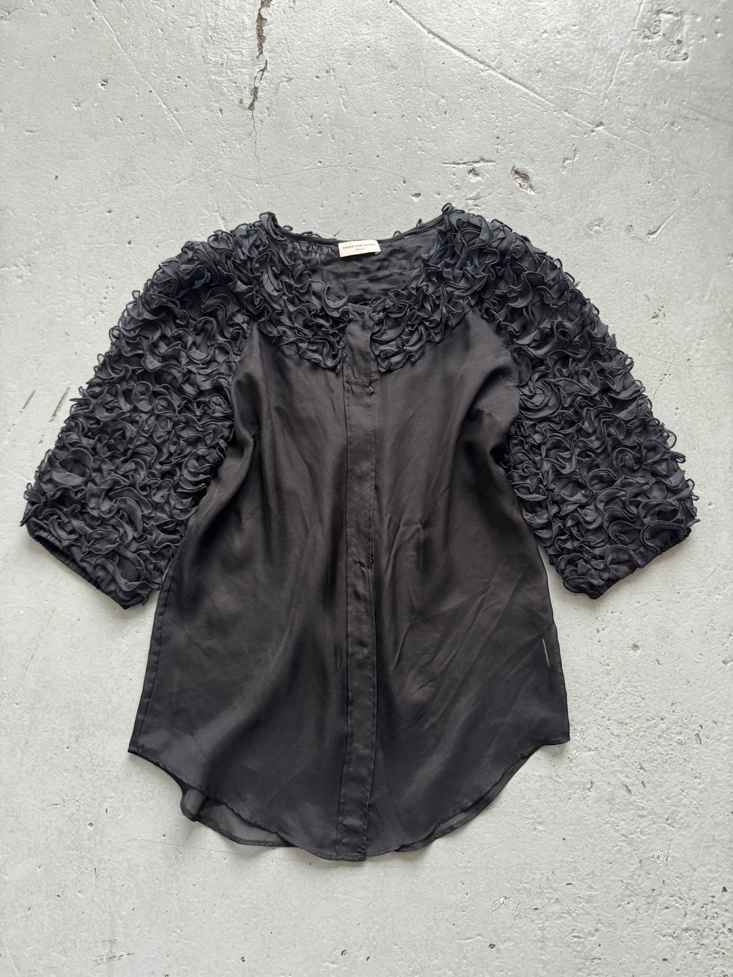 dries van noten sheer tulle shoulder blouse