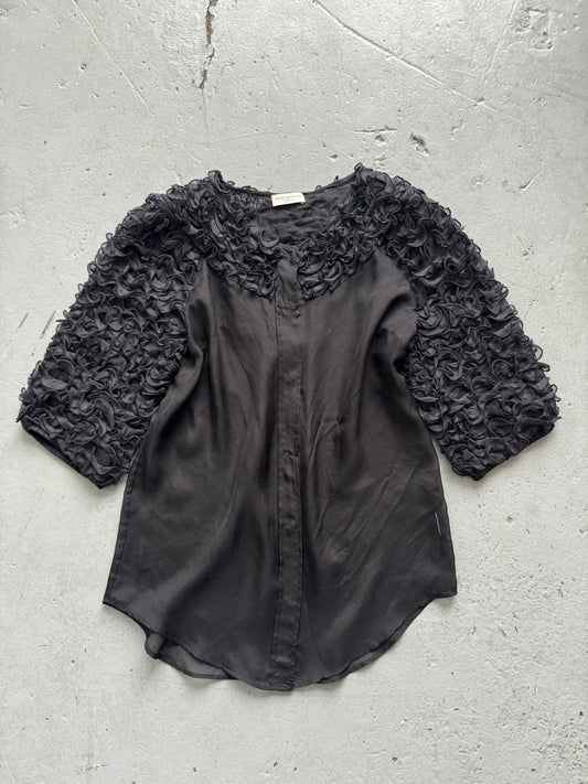 dries van noten sheer tulle shoulder blouse