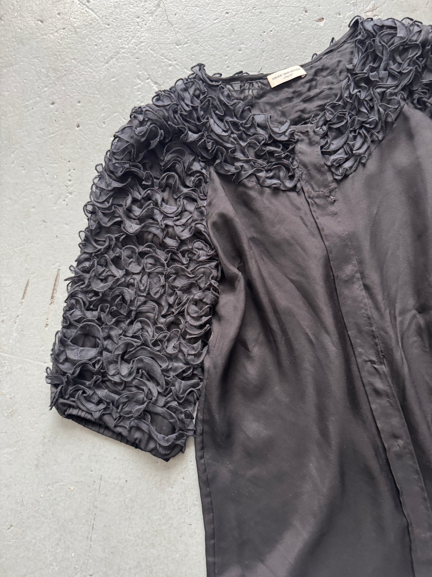 dries van noten sheer tulle shoulder blouse