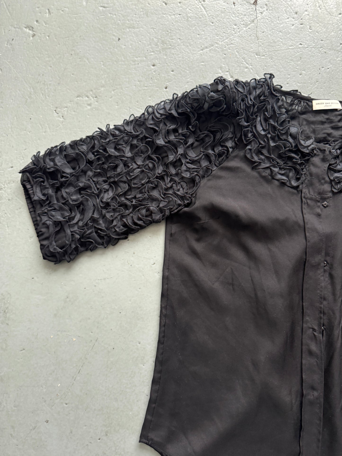 dries van noten sheer tulle shoulder blouse