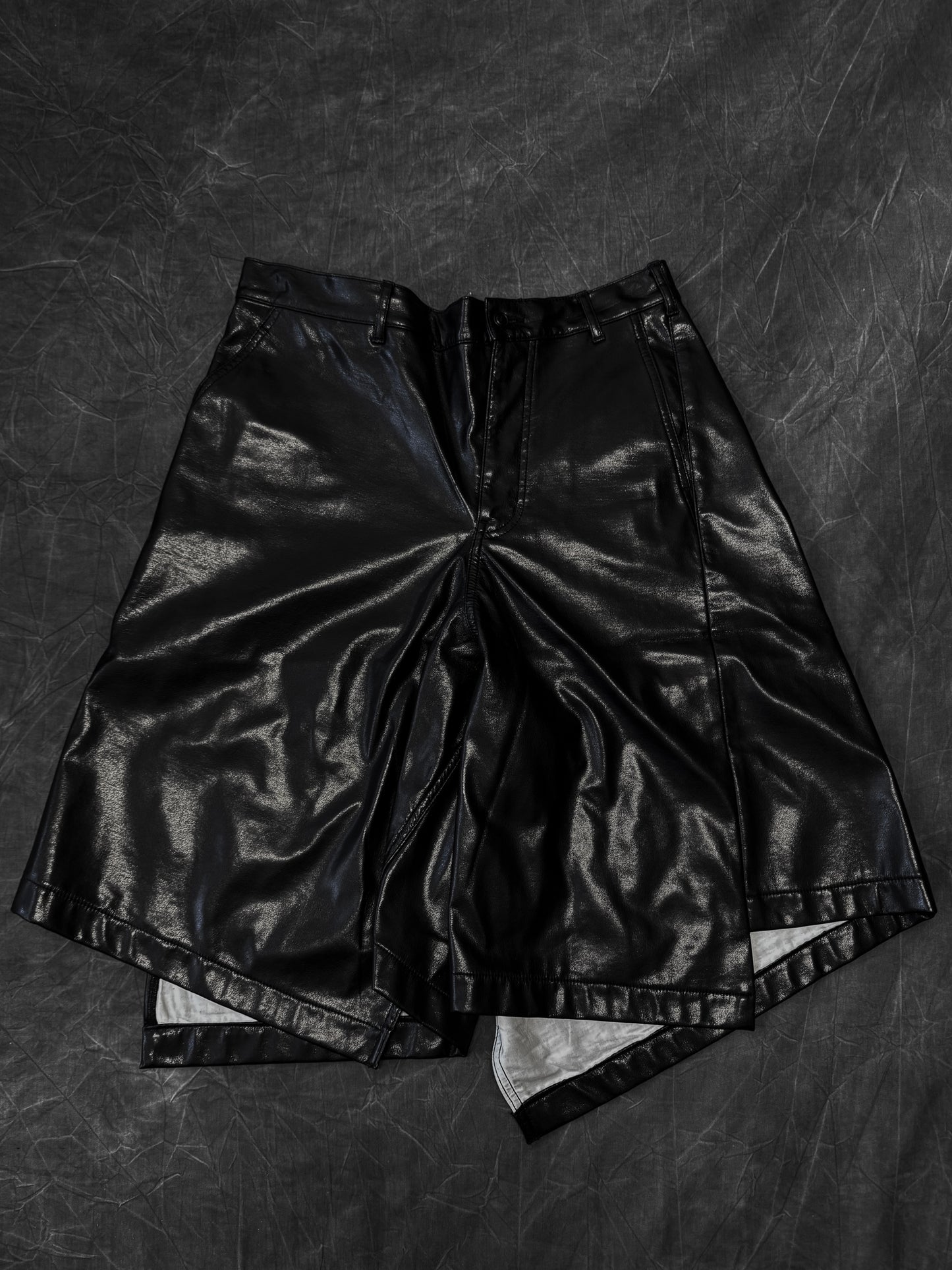 Comme Des Garcons Homme Plus AW15 Faux Leather Twisted Shorts
