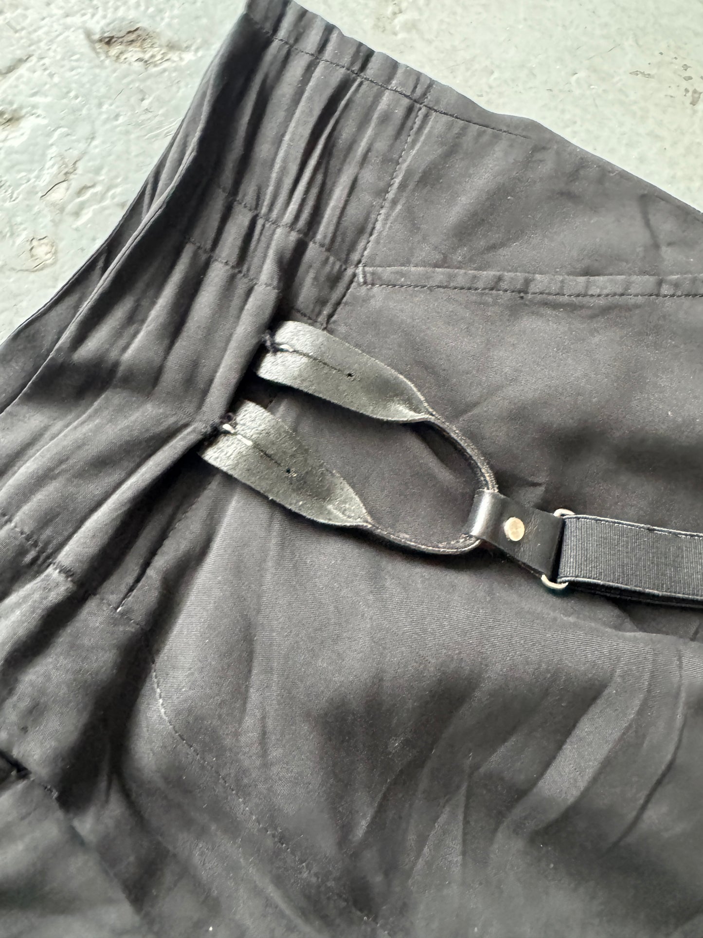yohji yamamoto leather strap harness wide trouser
