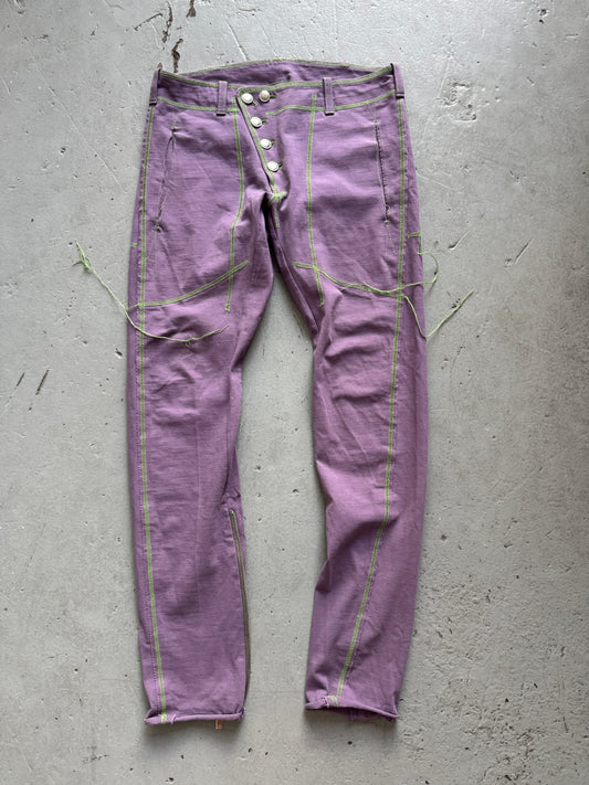 sulvam green seam zipper trouser