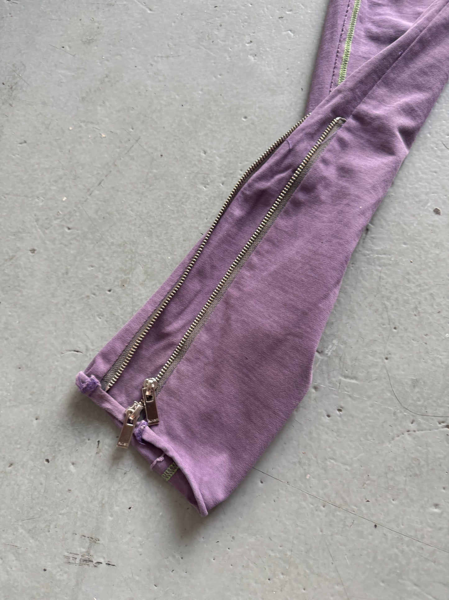 sulvam green seam zipper trouser