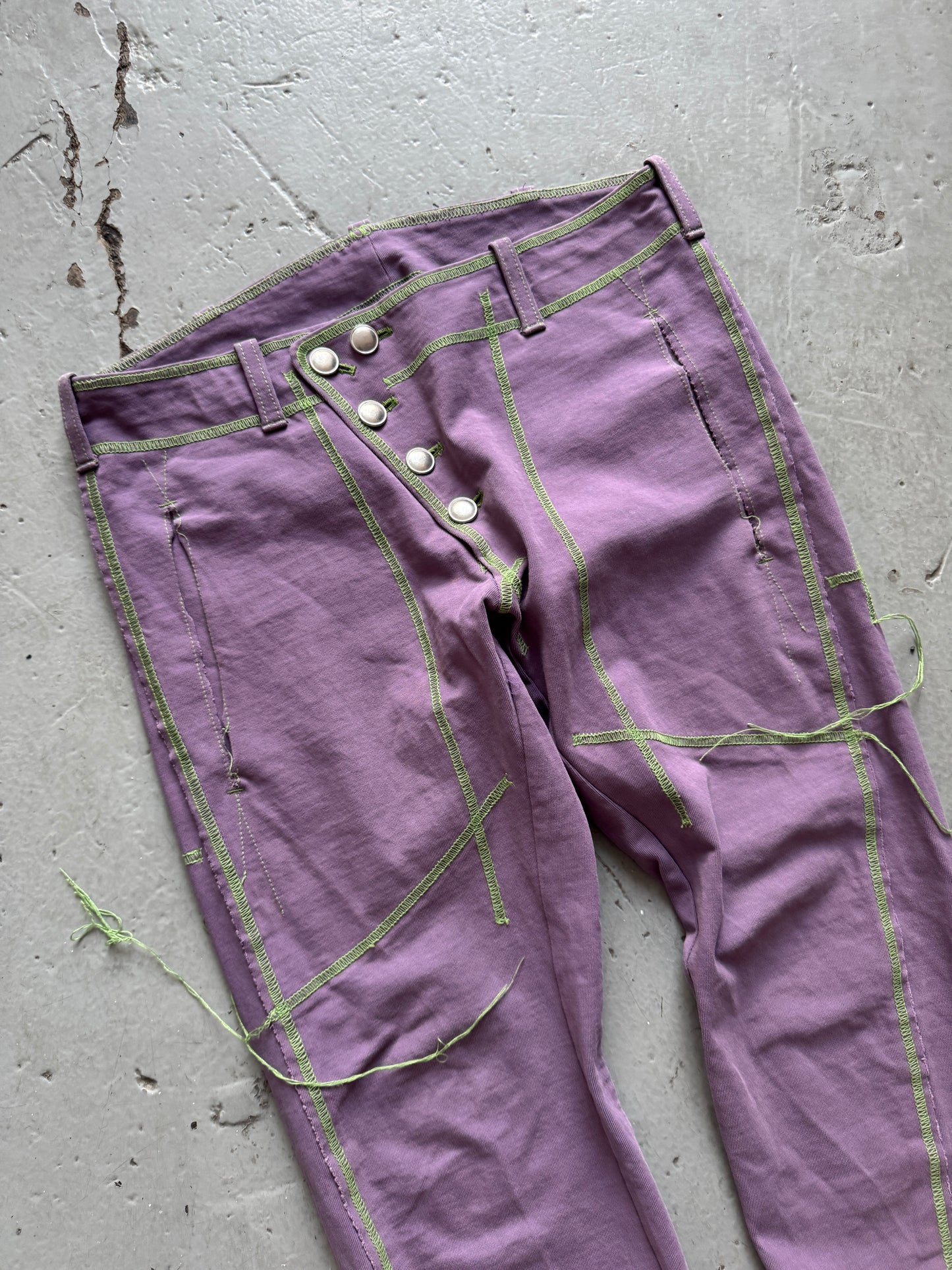 sulvam green seam zipper trouser