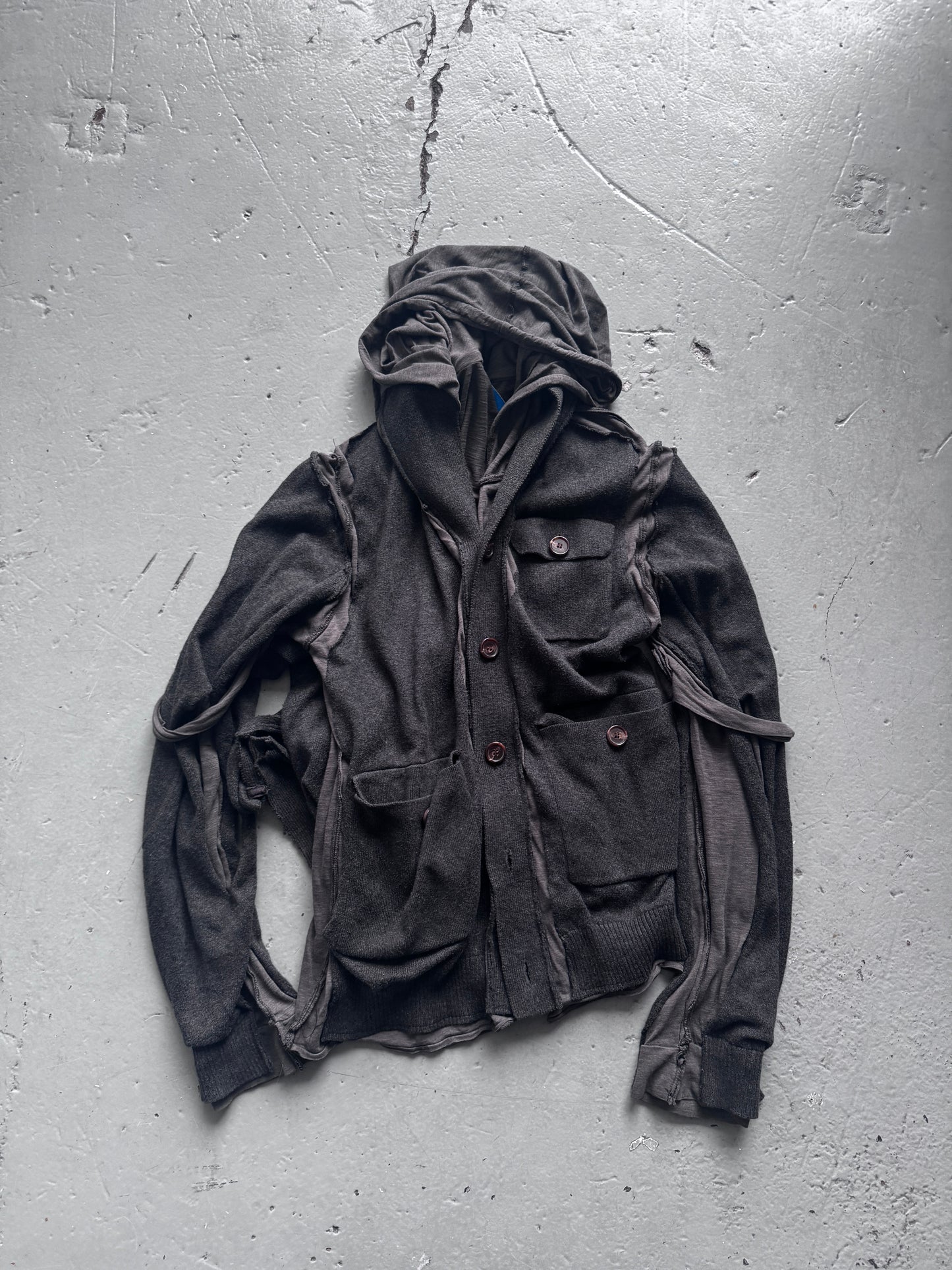 Kai Ghattaura Deconstructed Knit Hoodie