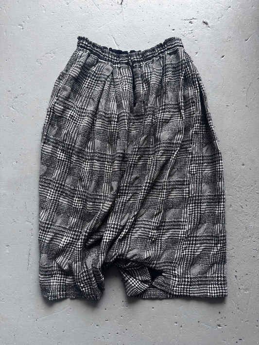 Yohji Yamamoto Y's Wool Cheque Twisted Drop Crotch Pants