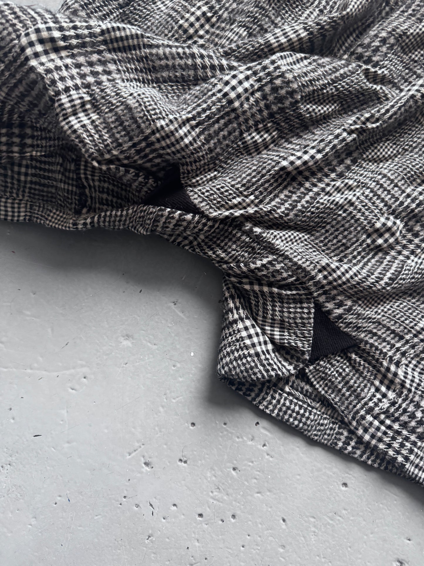 Yohji Yamamoto Y's Wool Cheque Twisted Drop Crotch Pants
