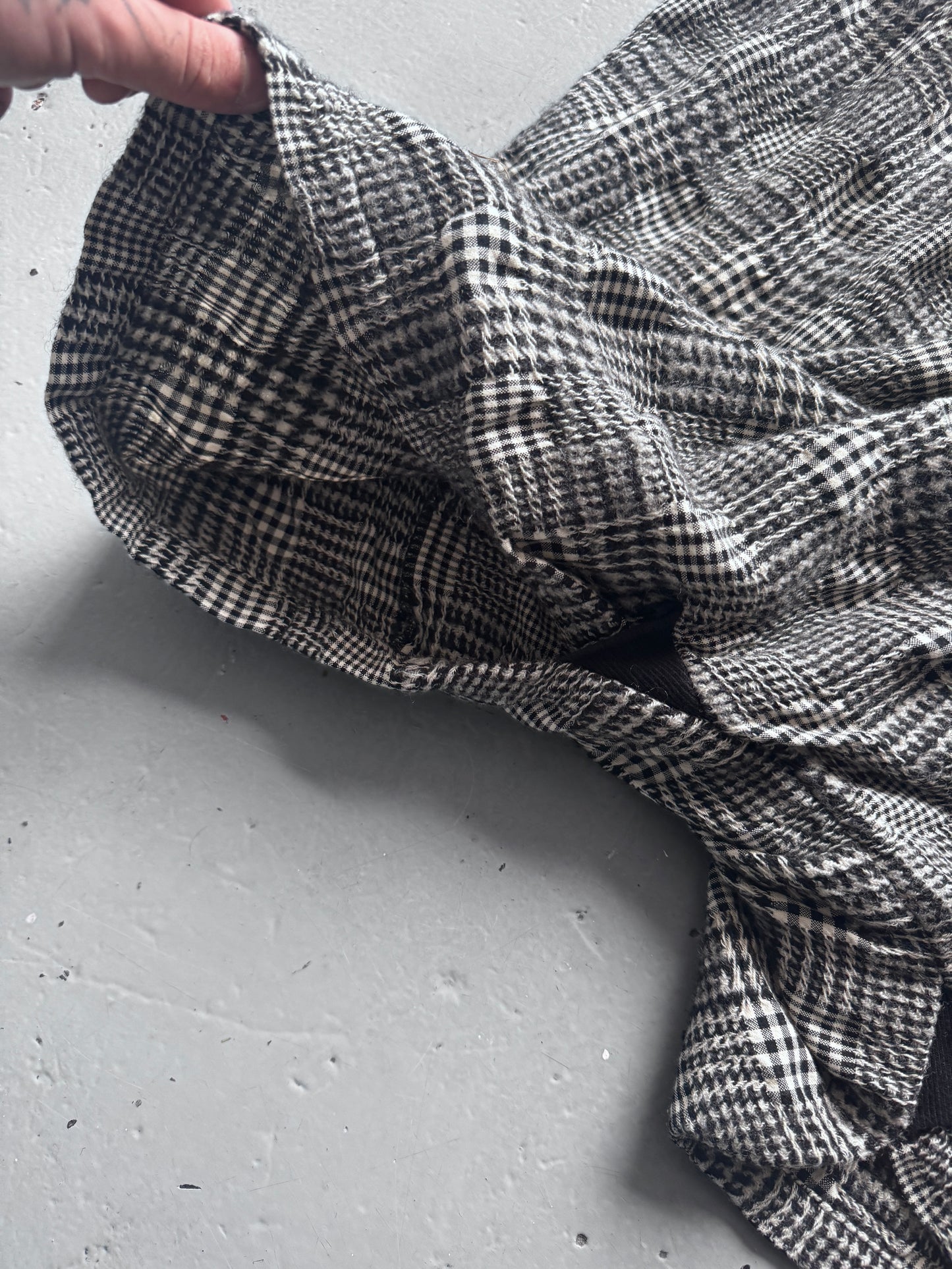 Yohji Yamamoto Y's Wool Cheque Twisted Drop Crotch Pants