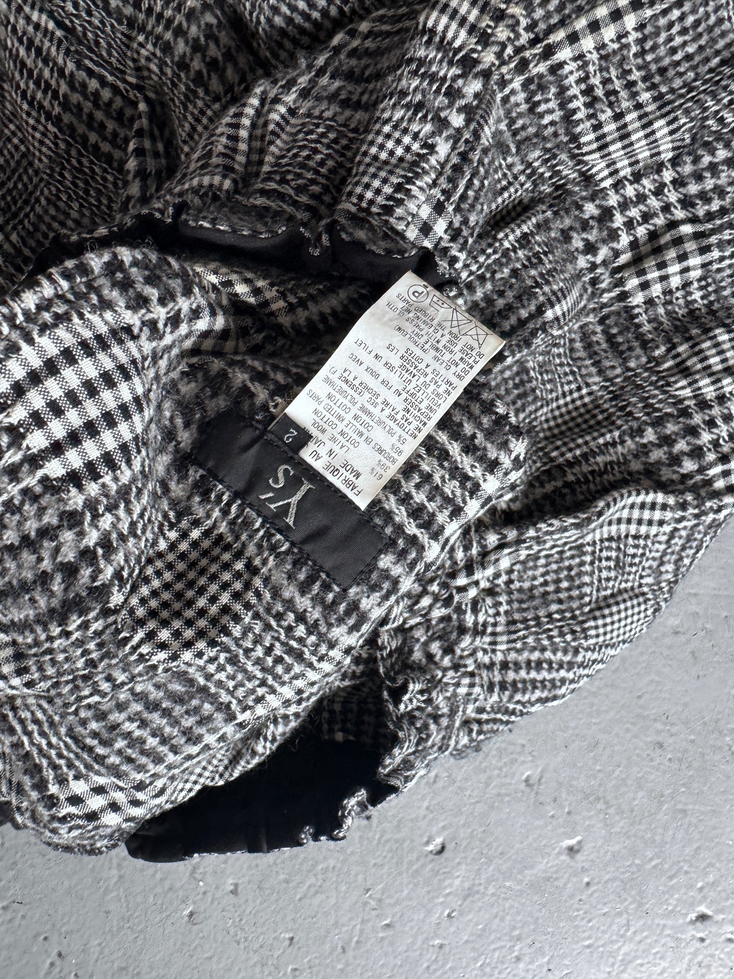 Yohji Yamamoto Y's Wool Cheque Twisted Drop Crotch Pants