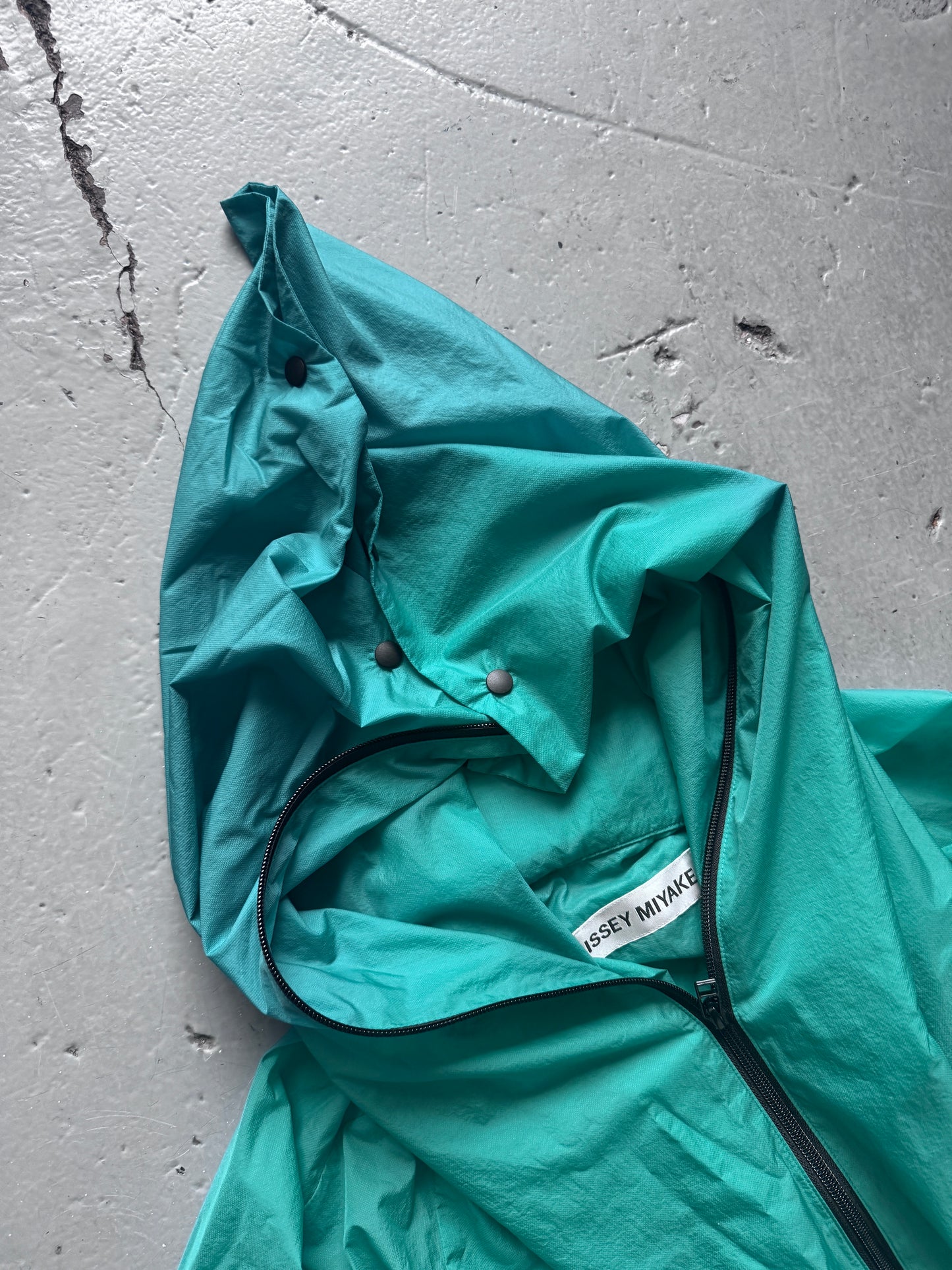 Issey Miyake Buttoned Point Hood Cape Coat
