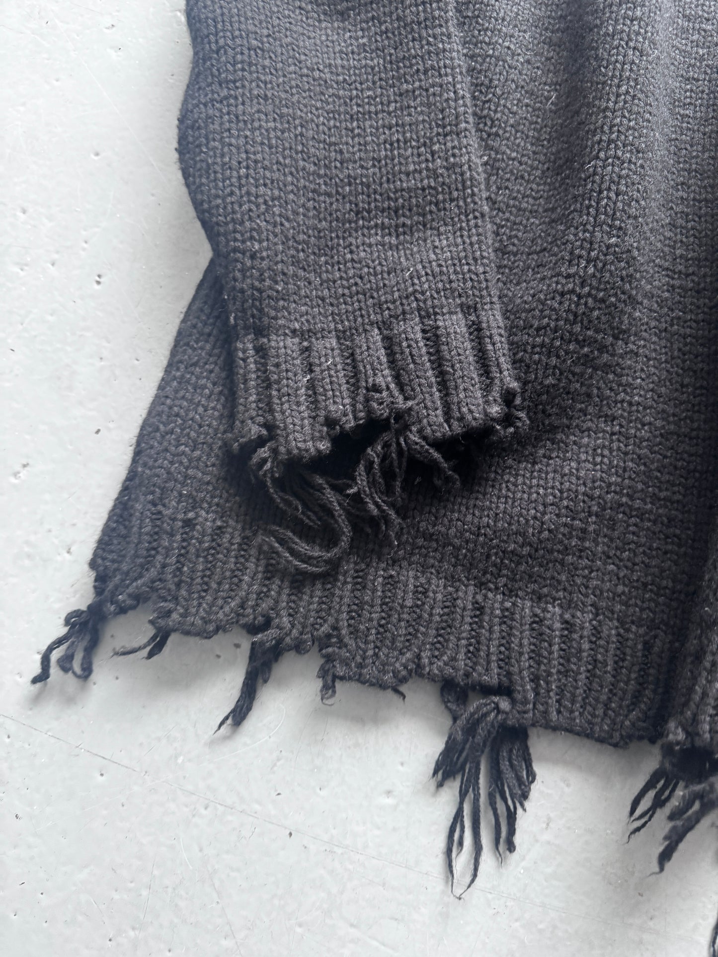 Perverze Knit High Neck Distressed Sweater