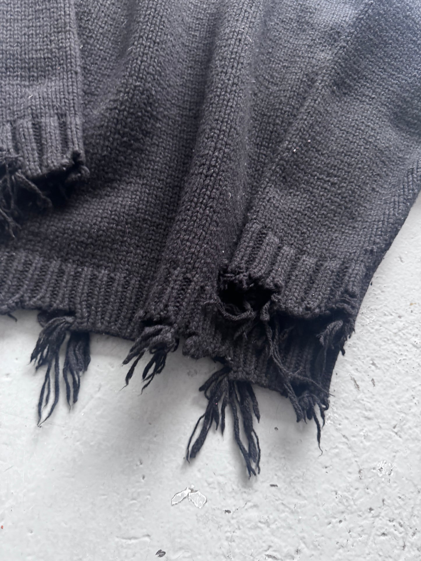 Perverze Knit High Neck Distressed Sweater