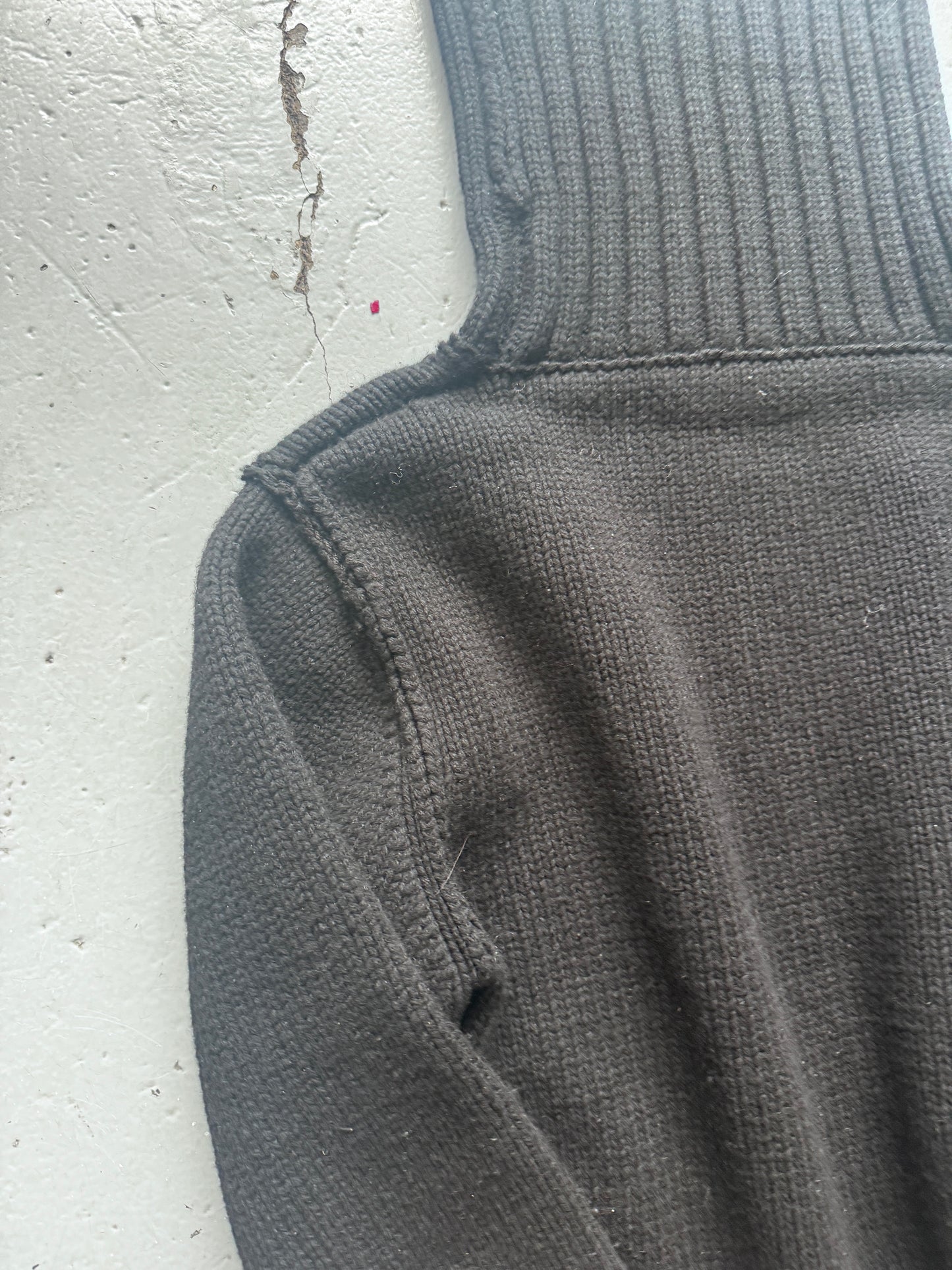 Perverze Knit High Neck Distressed Sweater