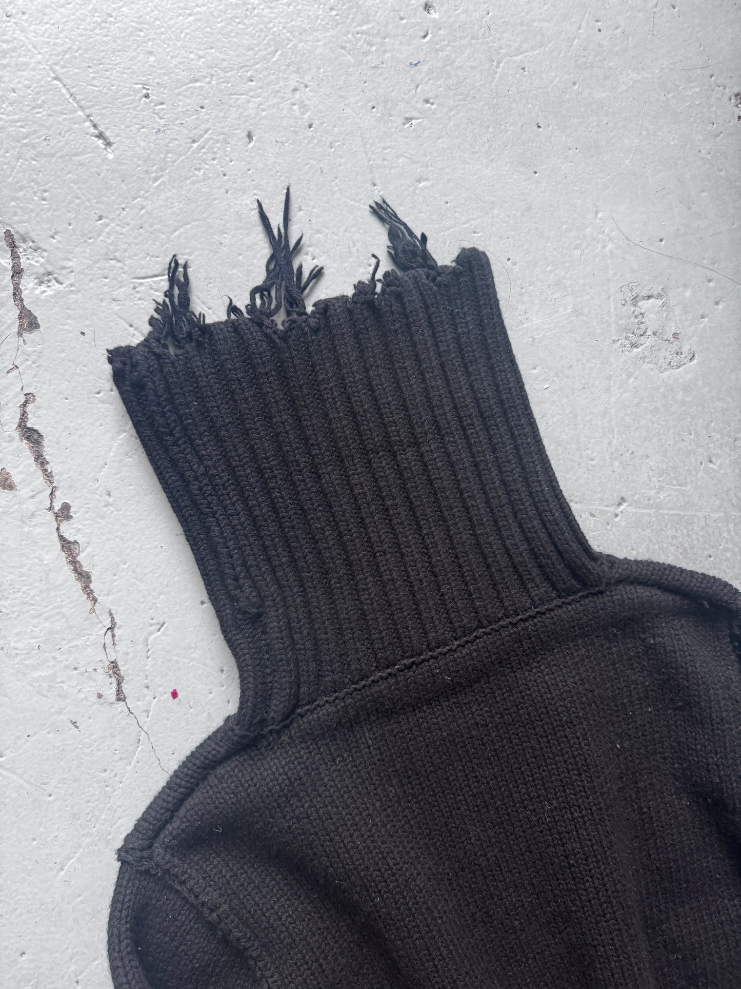 Perverze Knit High Neck Distressed Sweater