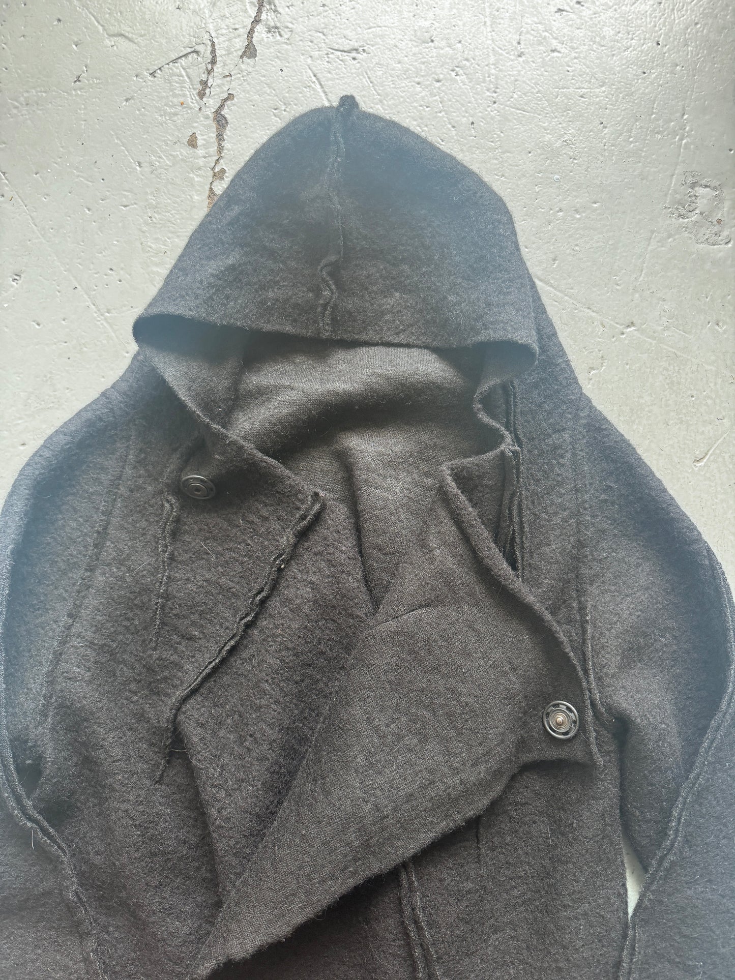 Simona Tagliaferri Thick Wool Buttoned Hoodie
