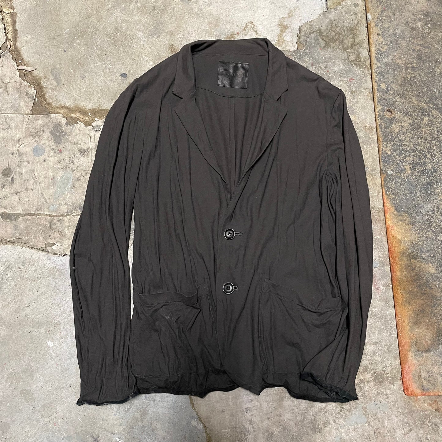 Isamu Katayama Backlash Lightweight Leather Hem Blazer