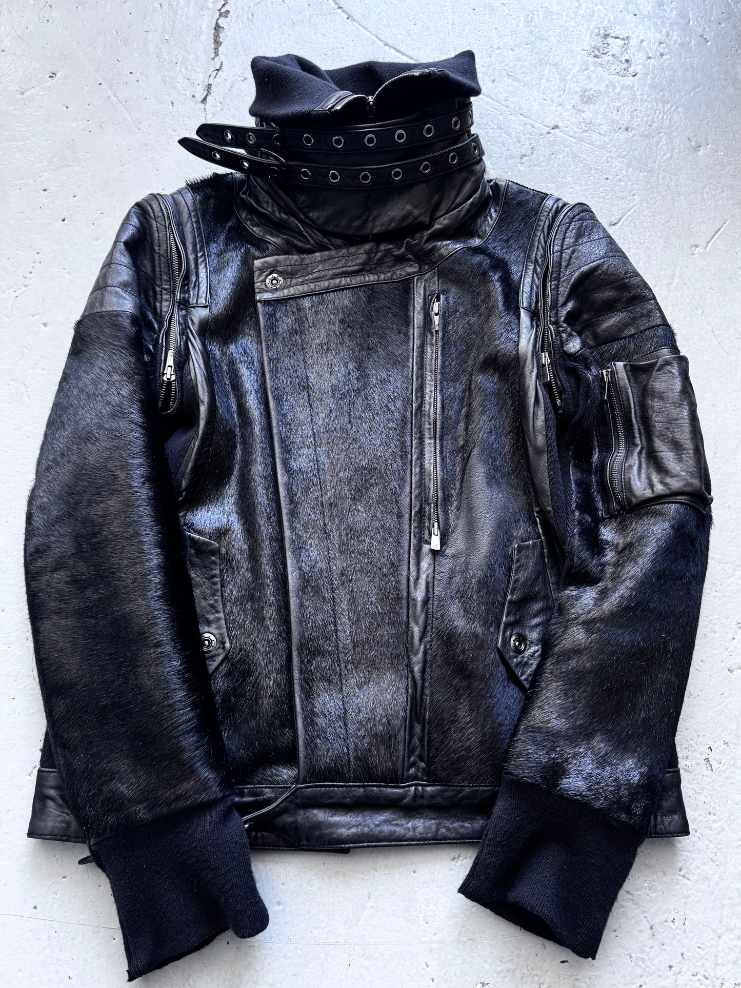Yasuyuki Ishii High Neck Belted Pony Hair Jacket