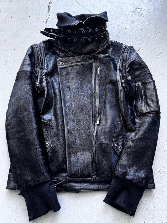 Yasuyuki Ishii High Neck Belted Pony Hair Jacket