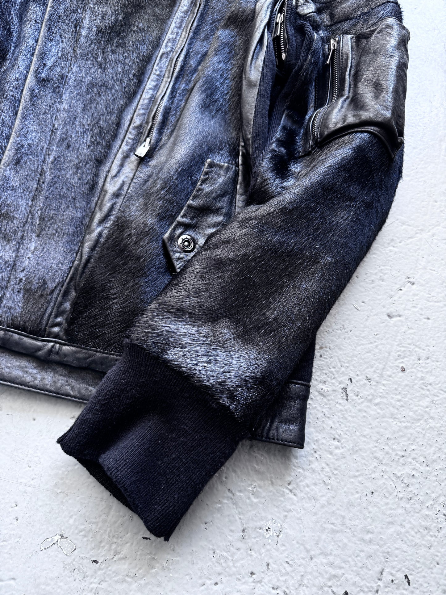 Yasuyuki Ishii High Neck Belted Pony Hair Jacket