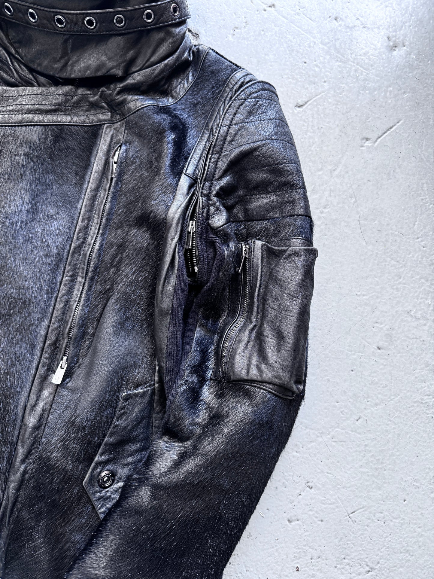 Yasuyuki Ishii High Neck Belted Pony Hair Jacket