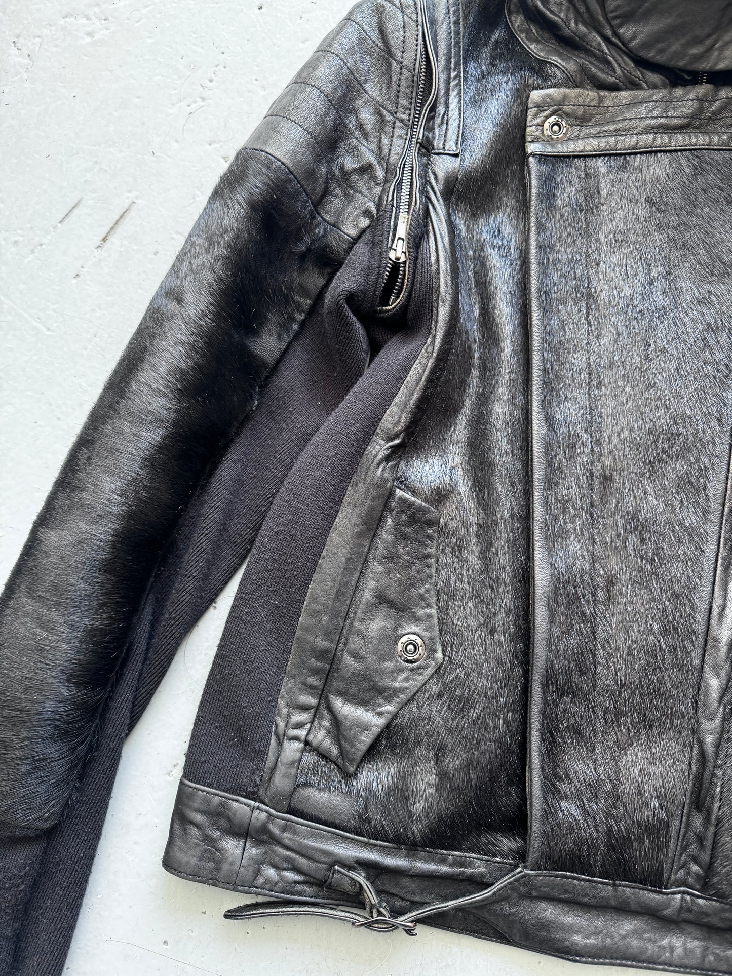 Yasuyuki Ishii High Neck Belted Pony Hair Jacket