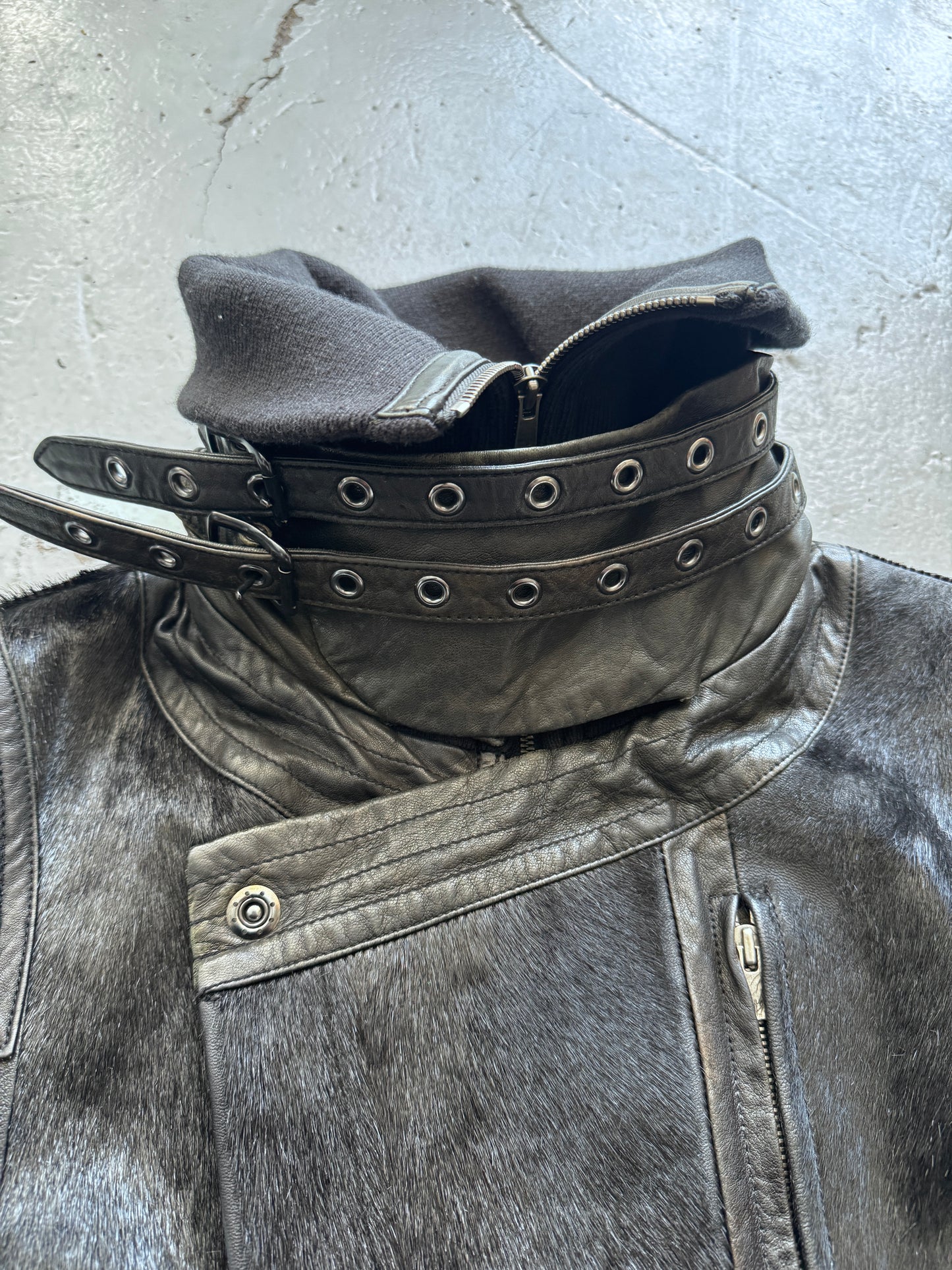 Yasuyuki Ishii High Neck Belted Pony Hair Jacket