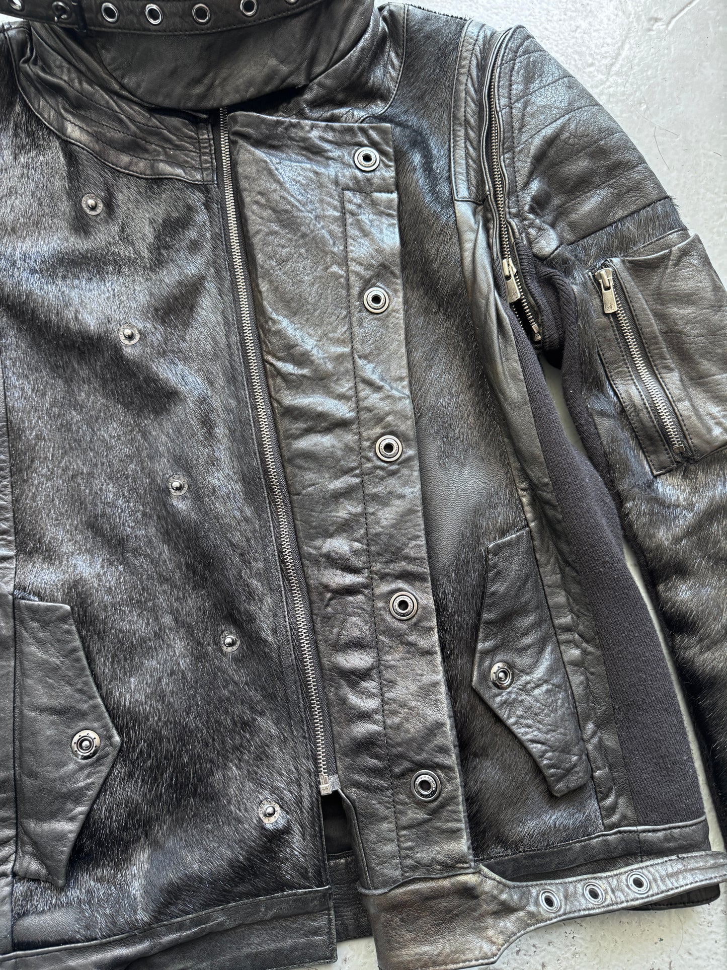 Yasuyuki Ishii High Neck Belted Pony Hair Jacket
