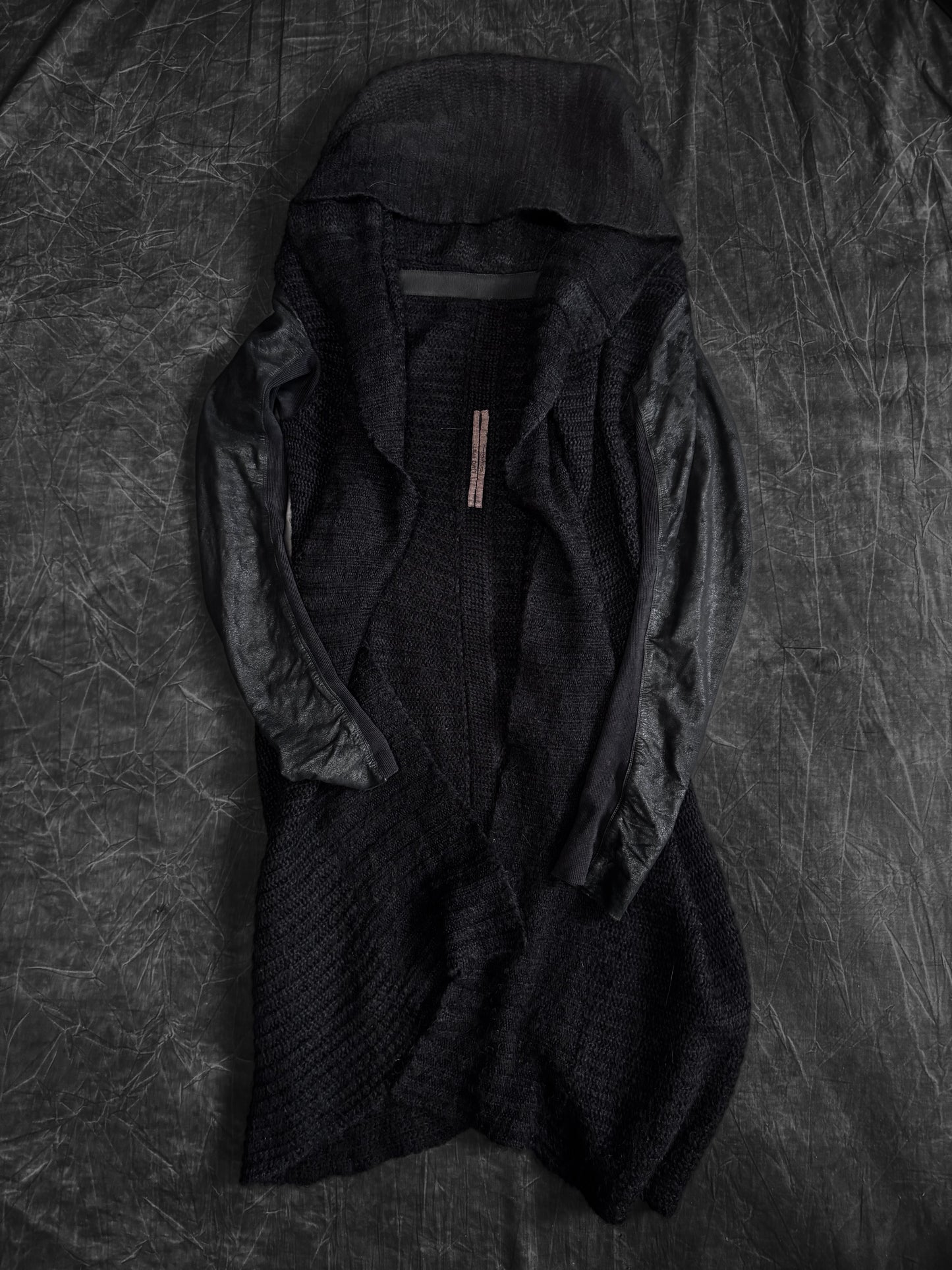 Rick Owens AW11 Limo Leather Sleeve Long Hoodie