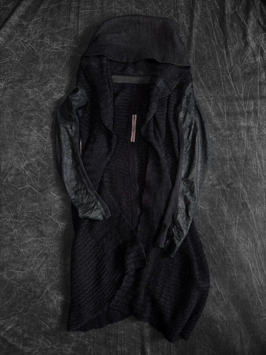 Rick Owens AW11 Limo Leather Sleeve Long Hoodie