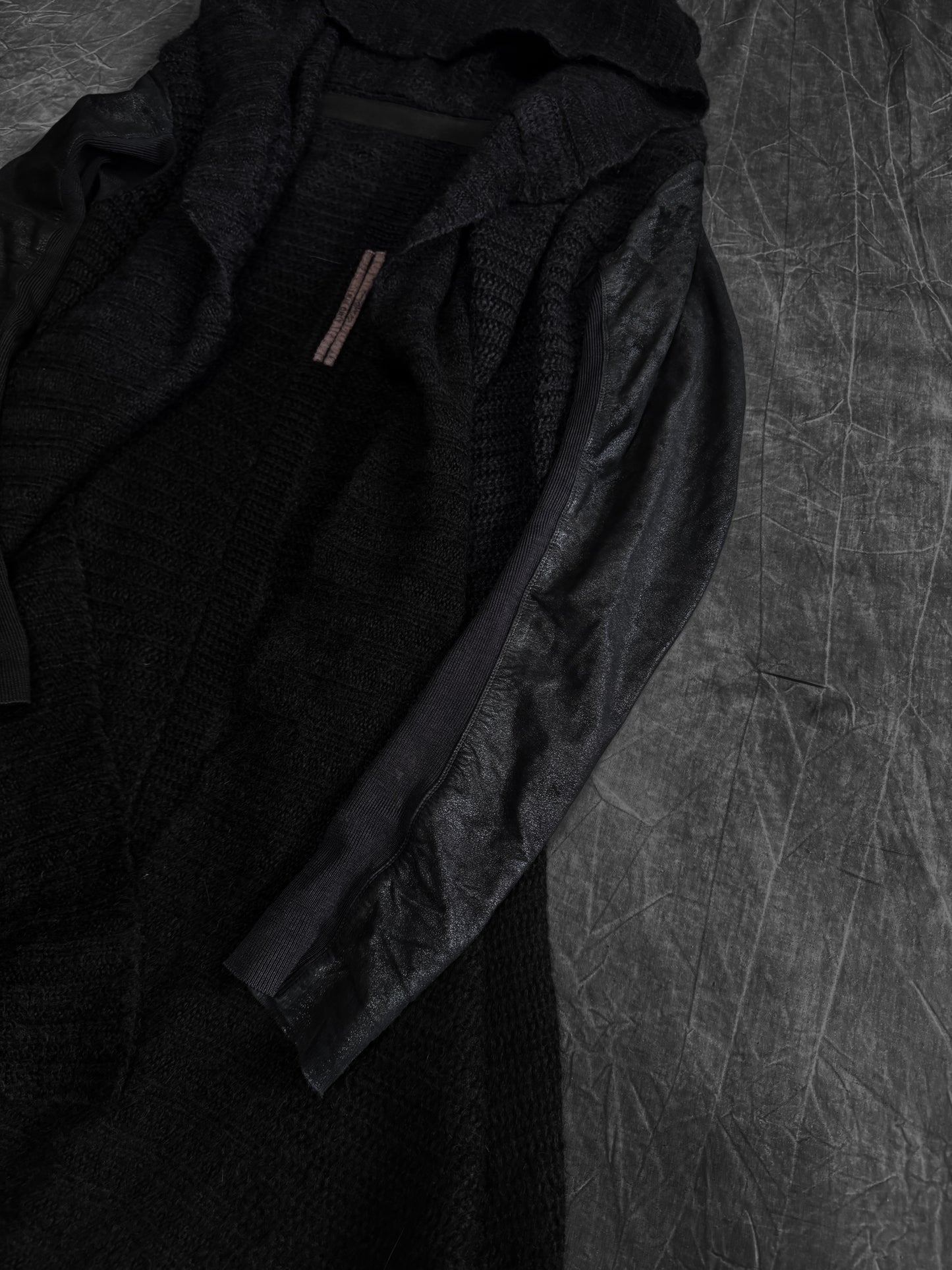 Rick Owens AW11 Limo Leather Sleeve Long Hoodie