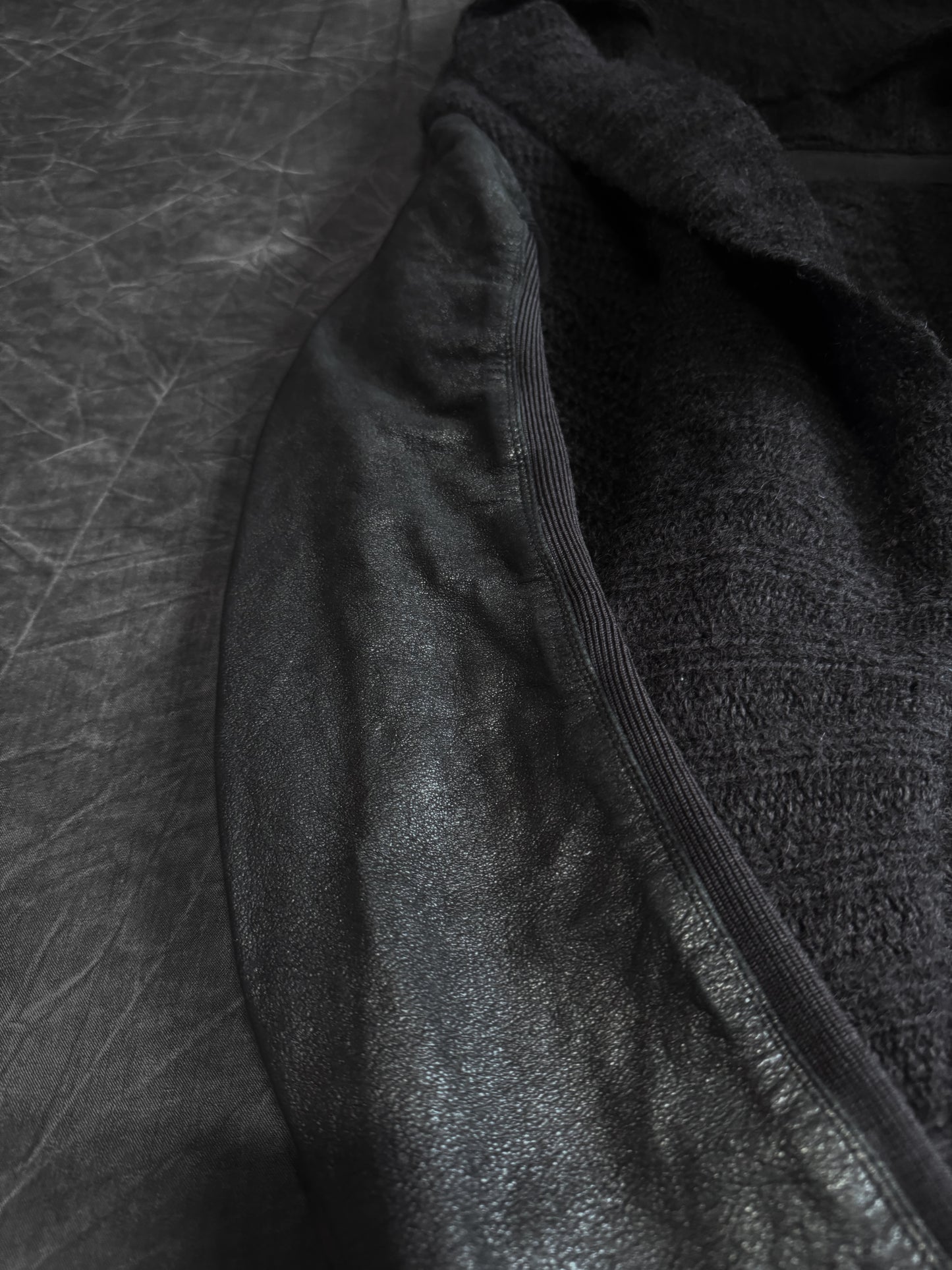 Rick Owens AW11 Limo Leather Sleeve Long Hoodie