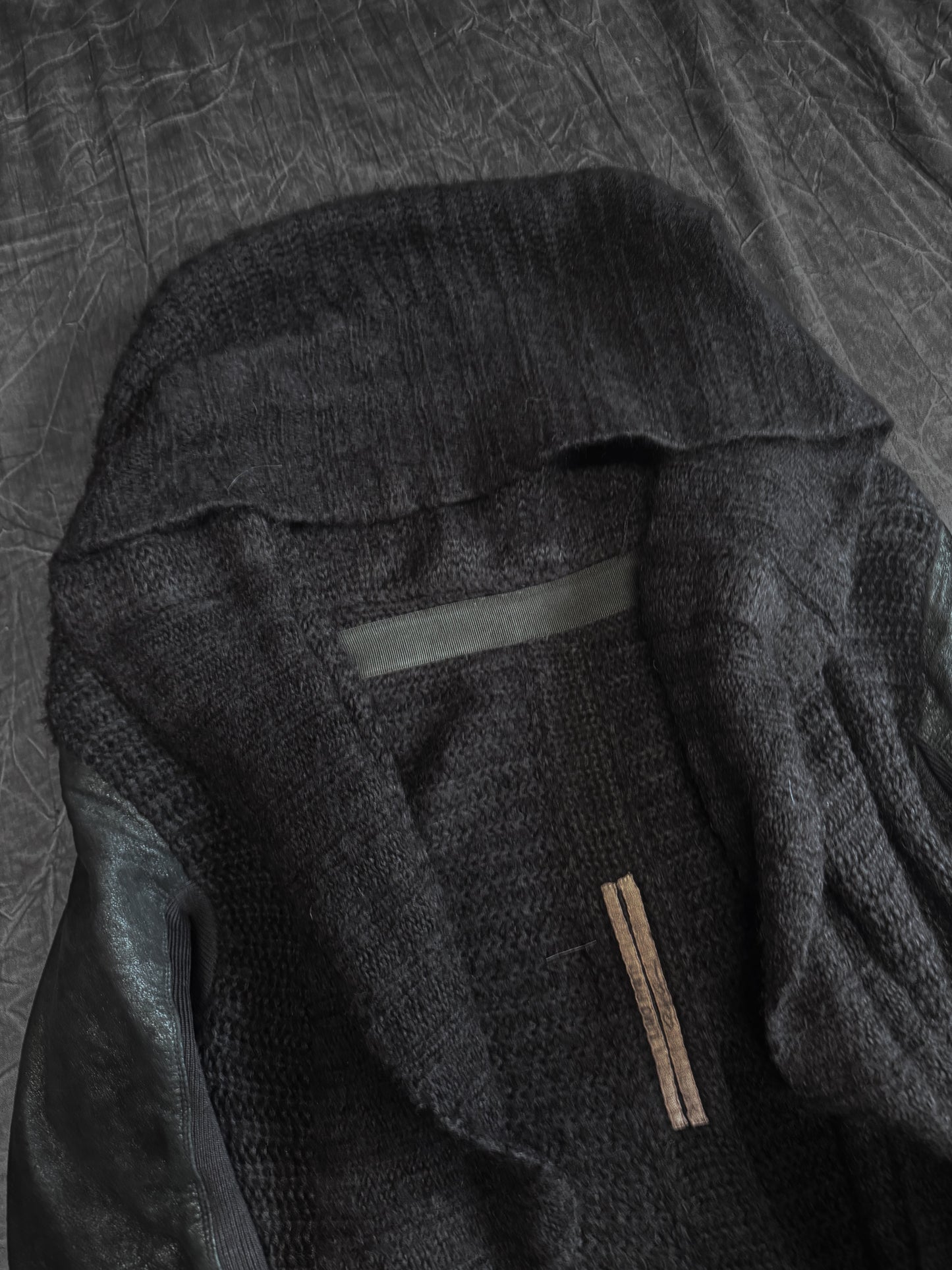 Rick Owens AW11 Limo Leather Sleeve Long Hoodie