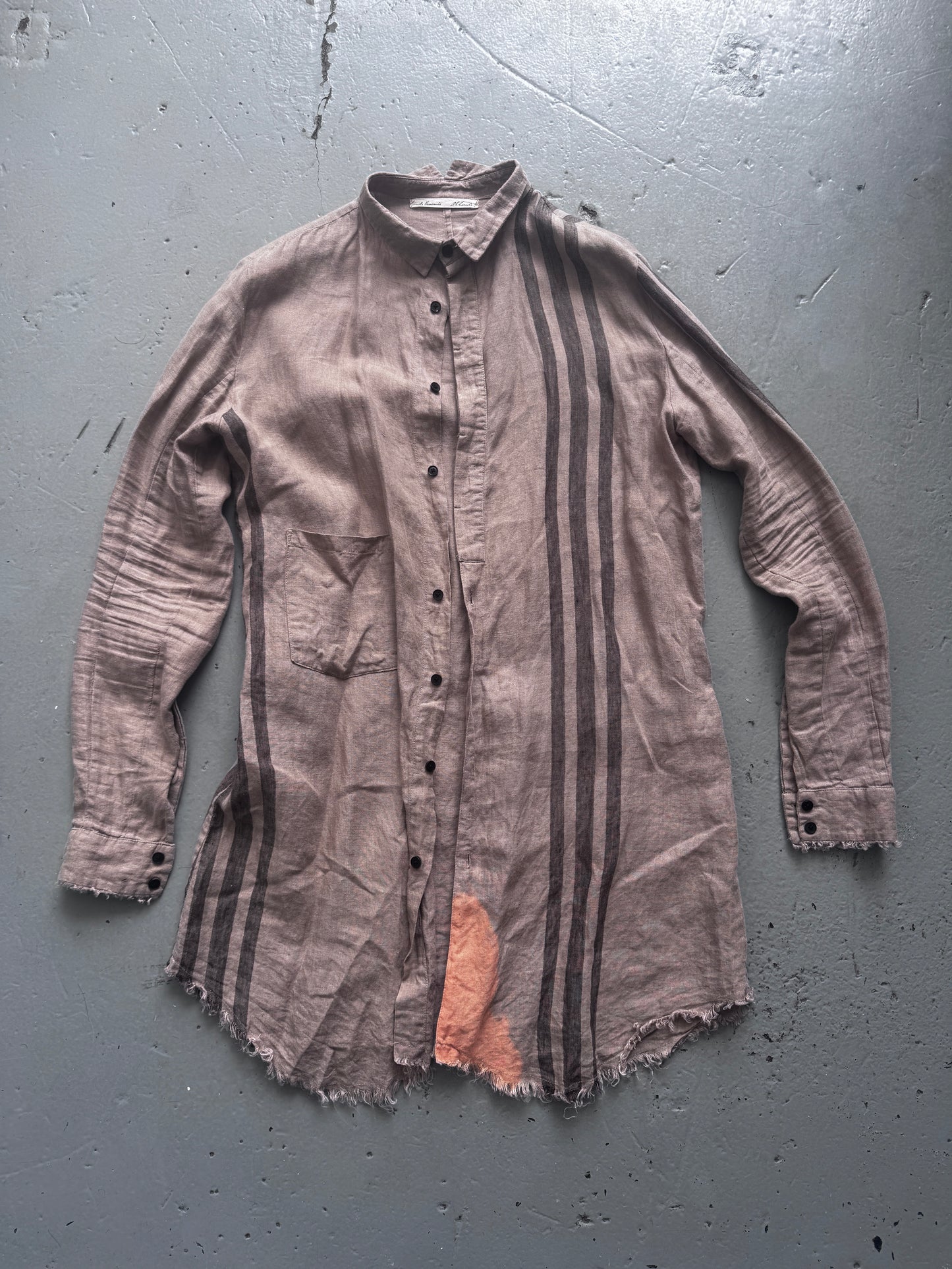 Aleksandr Manamis Striped Bleached Linen Shirt