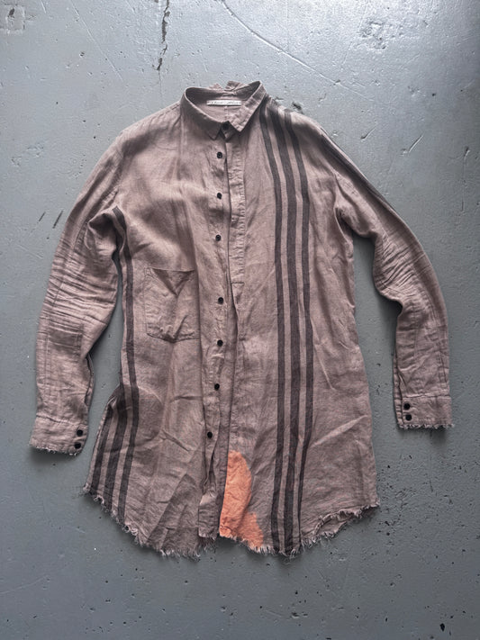 Aleksandr Manamis Striped Bleached Linen Shirt
