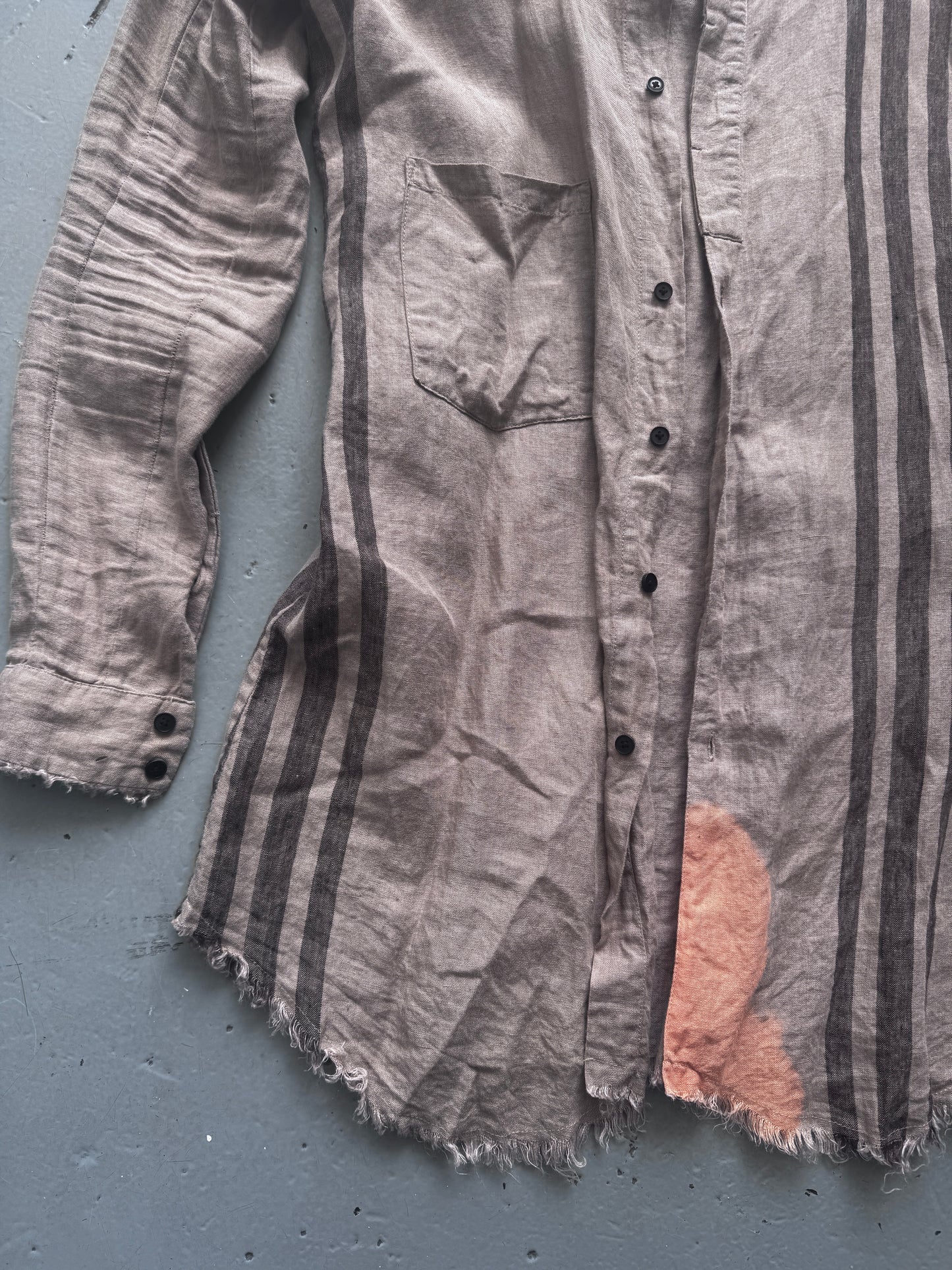 Aleksandr Manamis Striped Bleached Linen Shirt