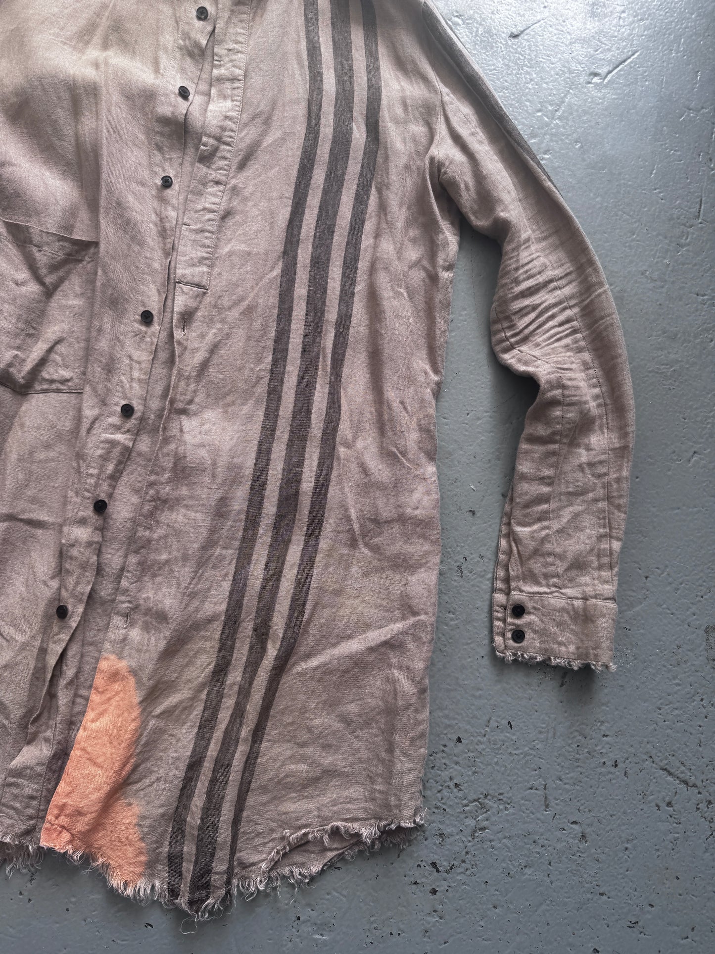 Aleksandr Manamis Striped Bleached Linen Shirt