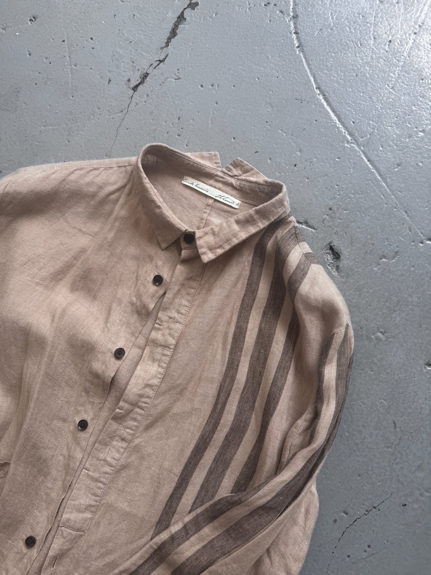 Aleksandr Manamis Striped Bleached Linen Shirt