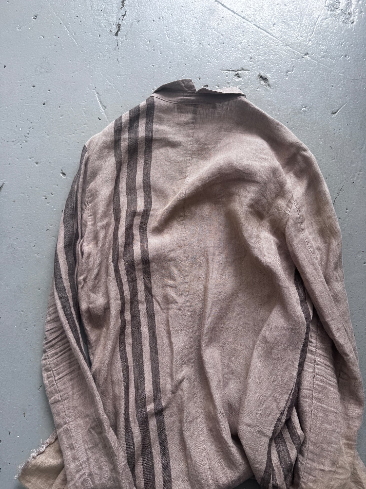 Aleksandr Manamis Striped Bleached Linen Shirt