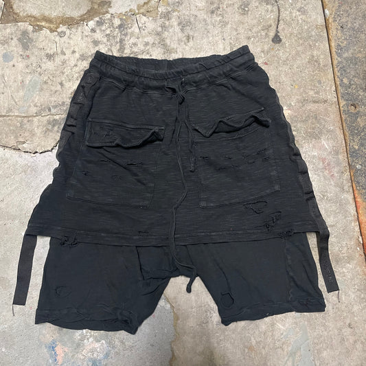 La Haine Inside Us Layered Drop Crotch Shorts