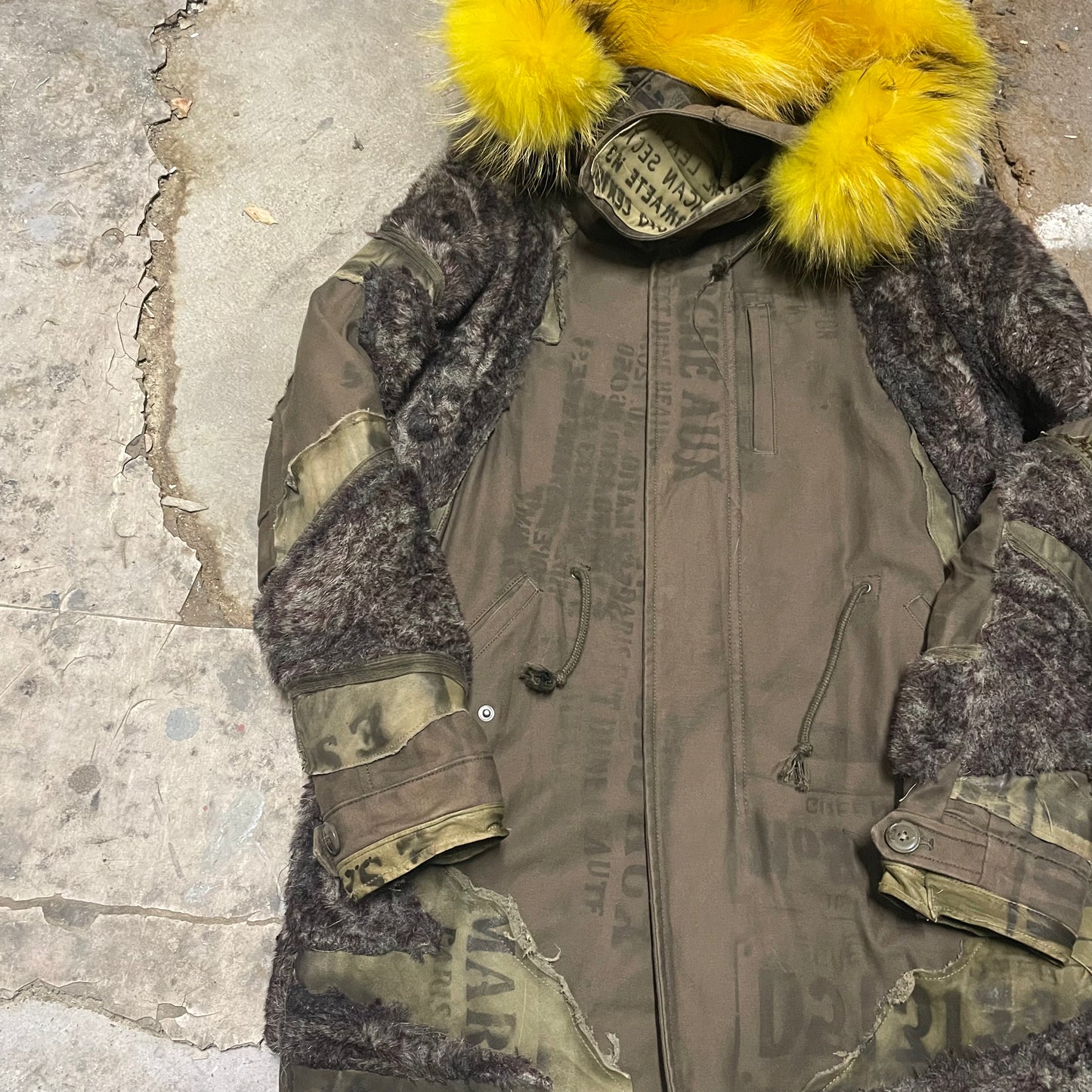 TT Shohei Takamiya Patchwork Raccoon Parka