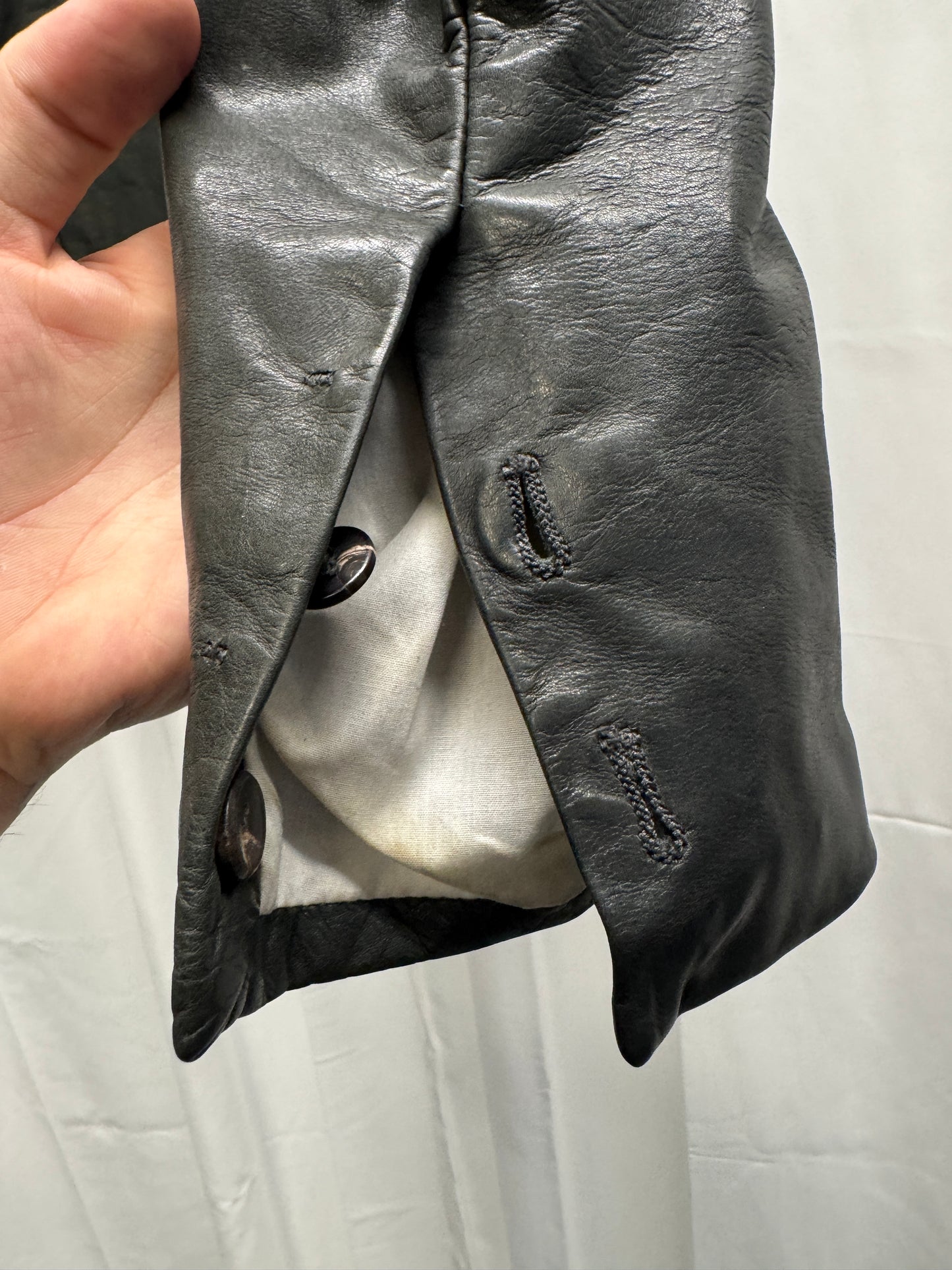 lumen et umbra open scar stitch leather shirt