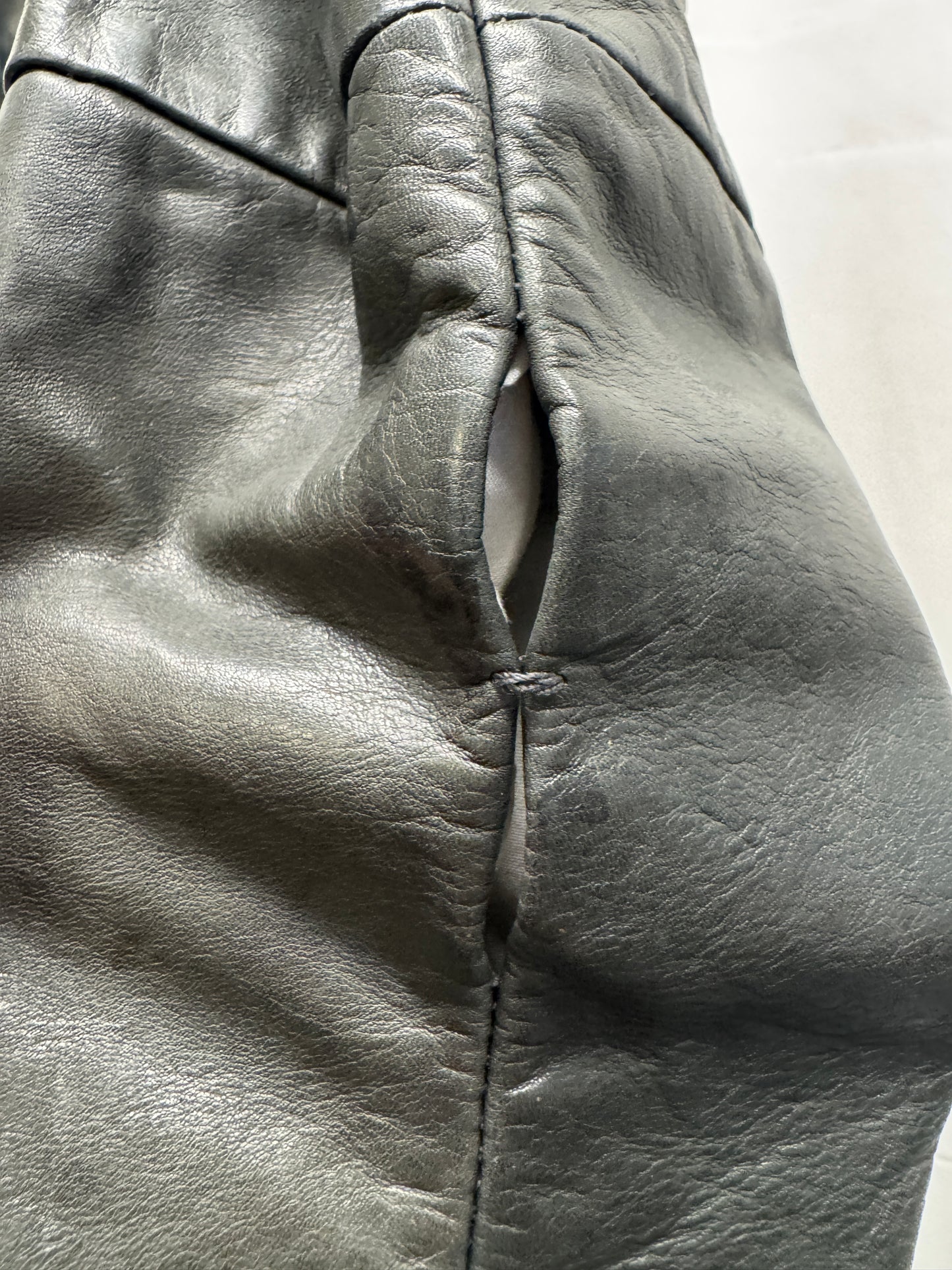lumen et umbra open scar stitch leather shirt