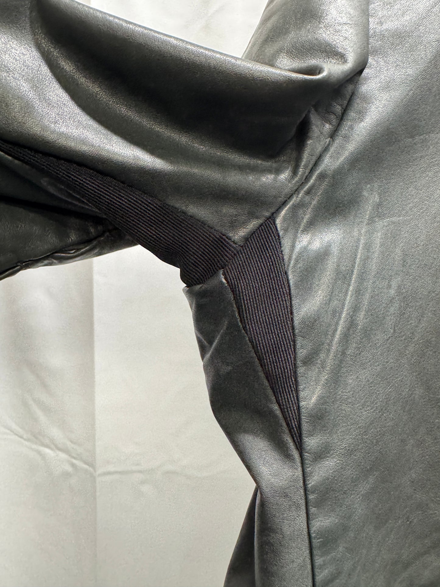 lumen et umbra open scar stitch leather shirt