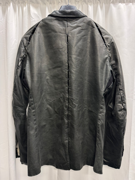 lumen et umbra open scar stitch leather shirt