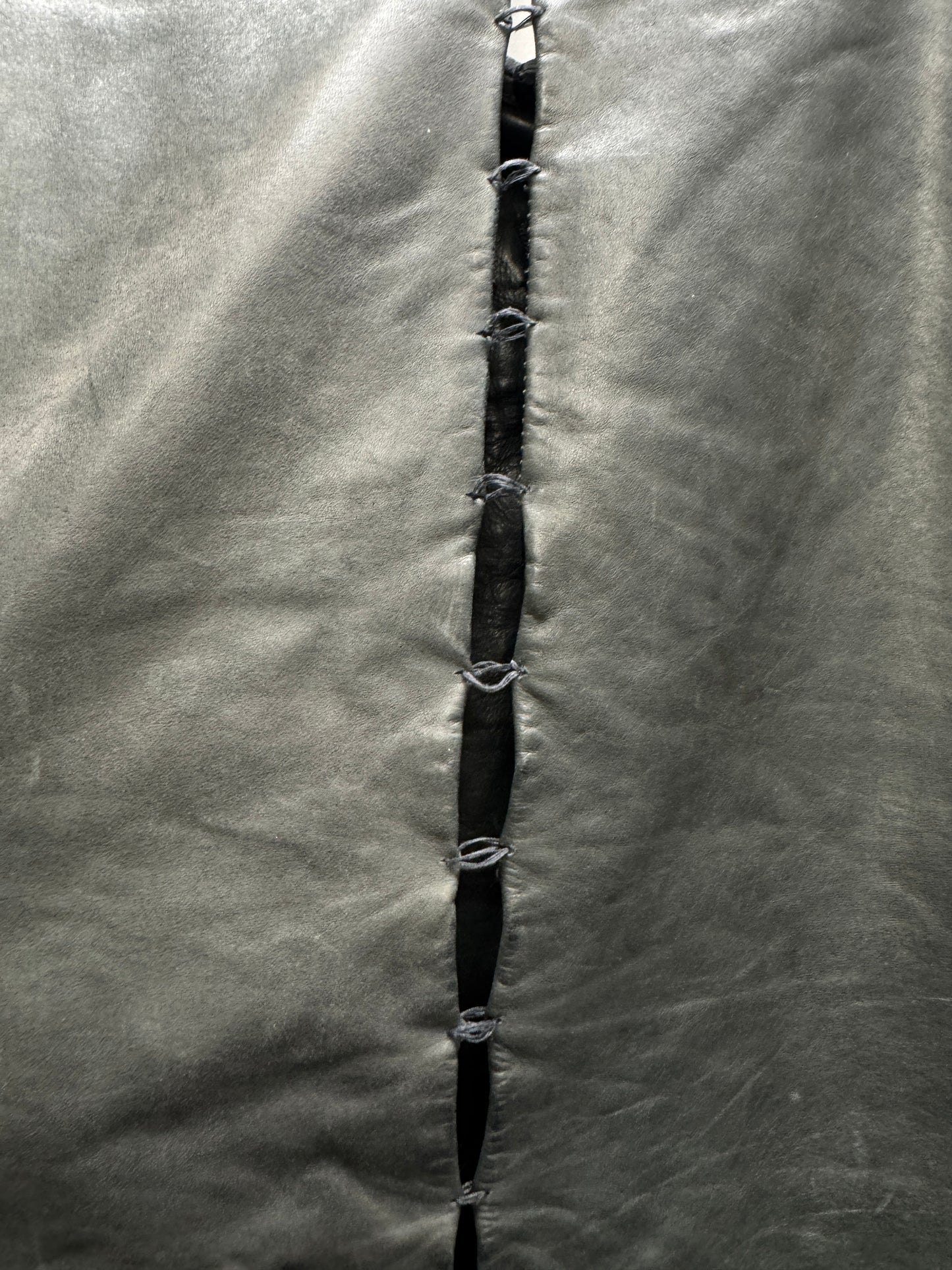 lumen et umbra open scar stitch leather shirt