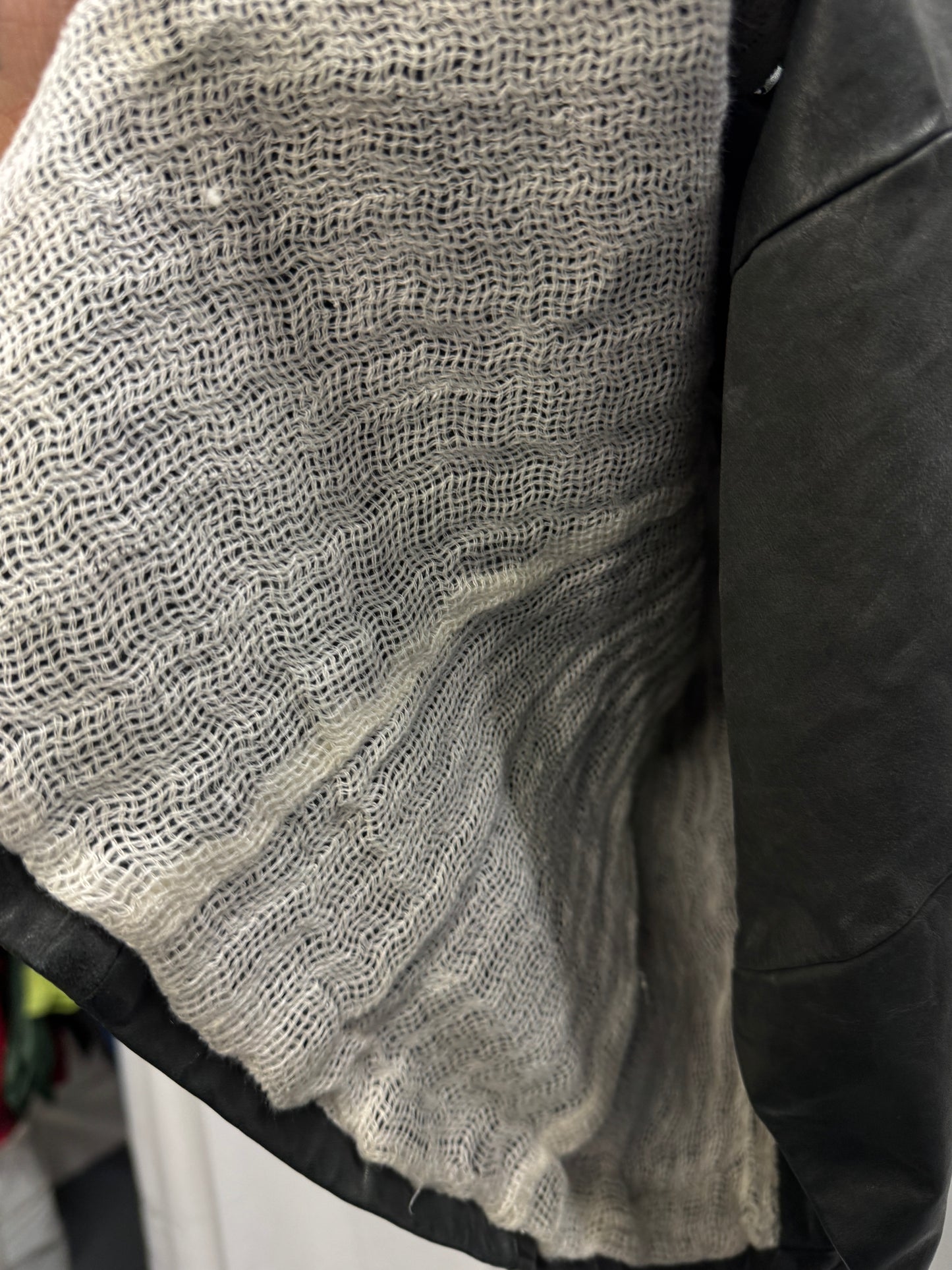 lumen et umbra open scar stitch leather shirt