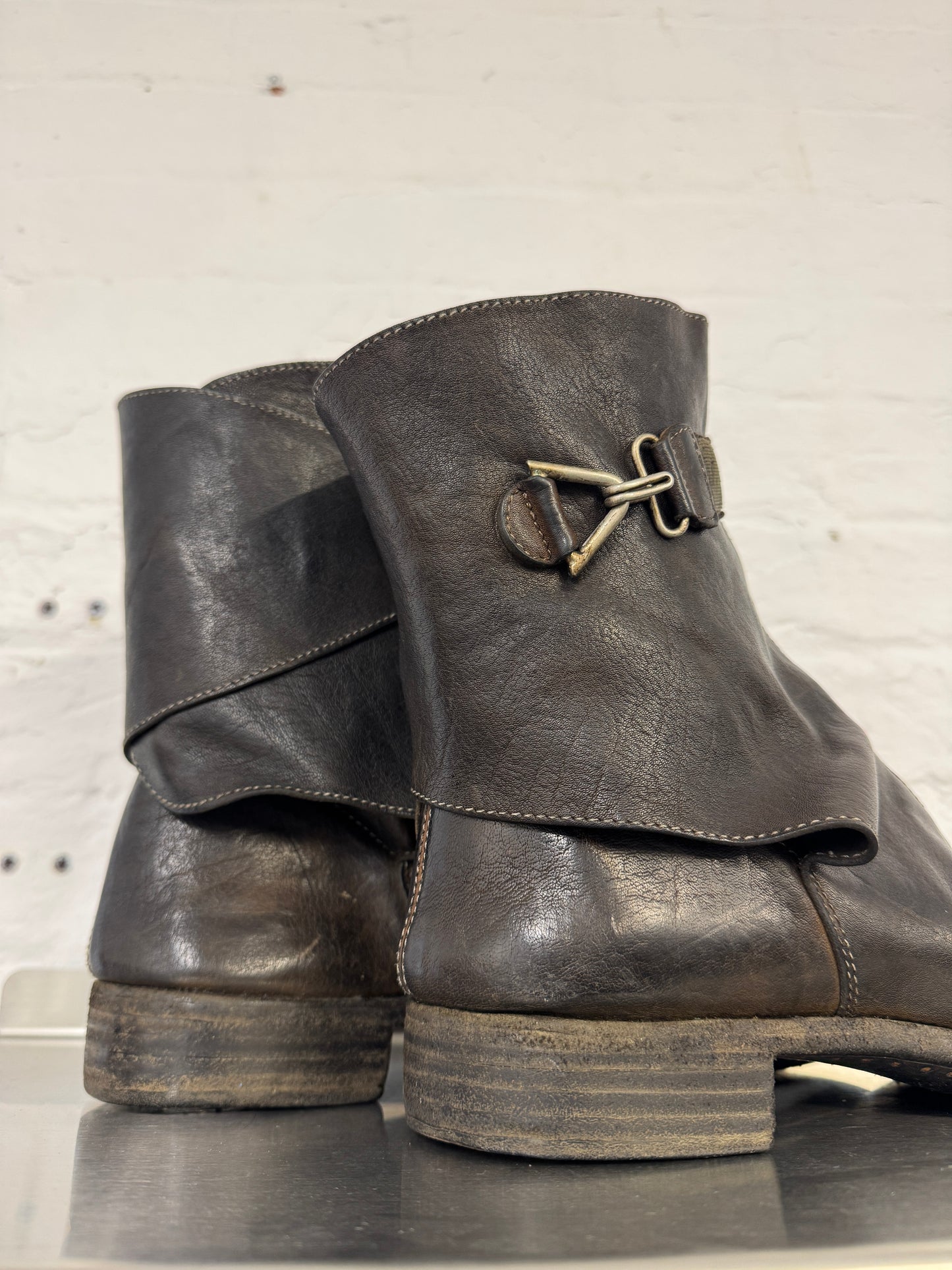 Carol Christian Poell Layered Fold Buckle Boots