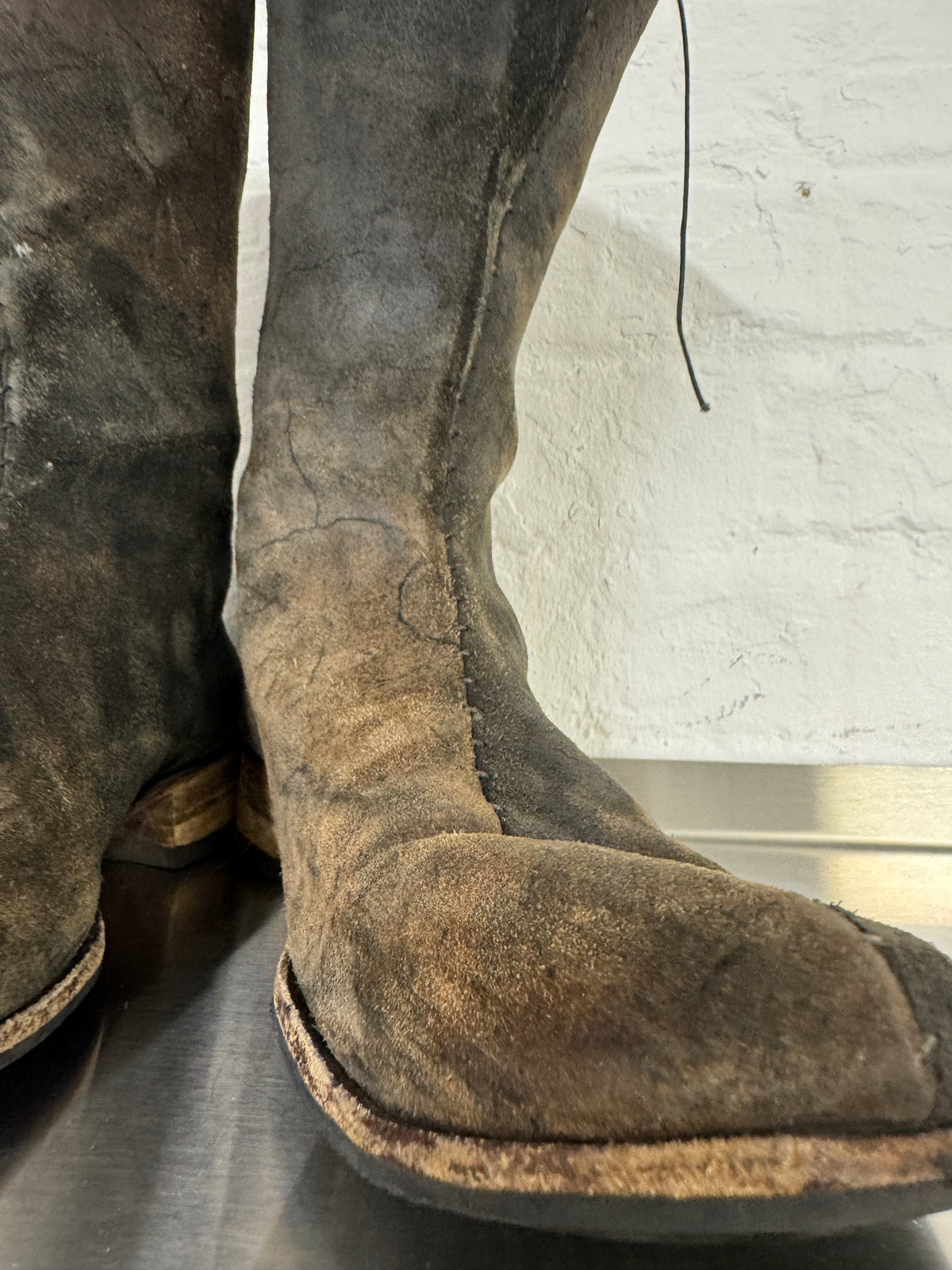 m.a+ textural veined reverse leather staple stitch boots